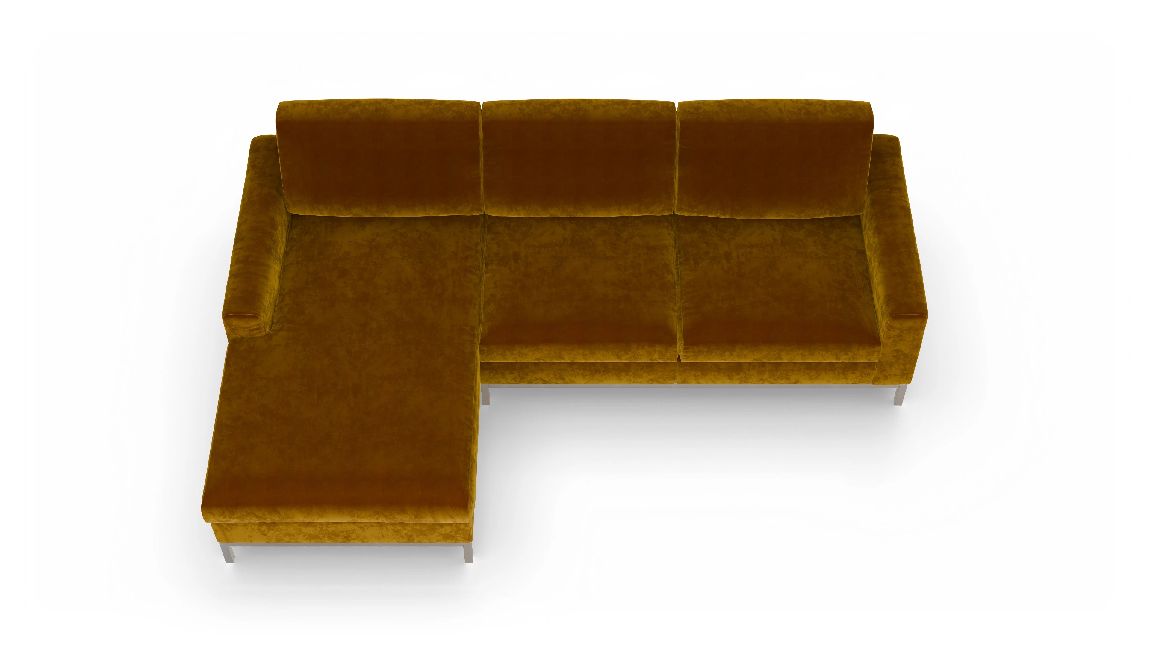 Eck-Schlafsofa Paglia in Stoff Ansicht des Produktes Paglia Sofa mit Rec links in Samt gelb