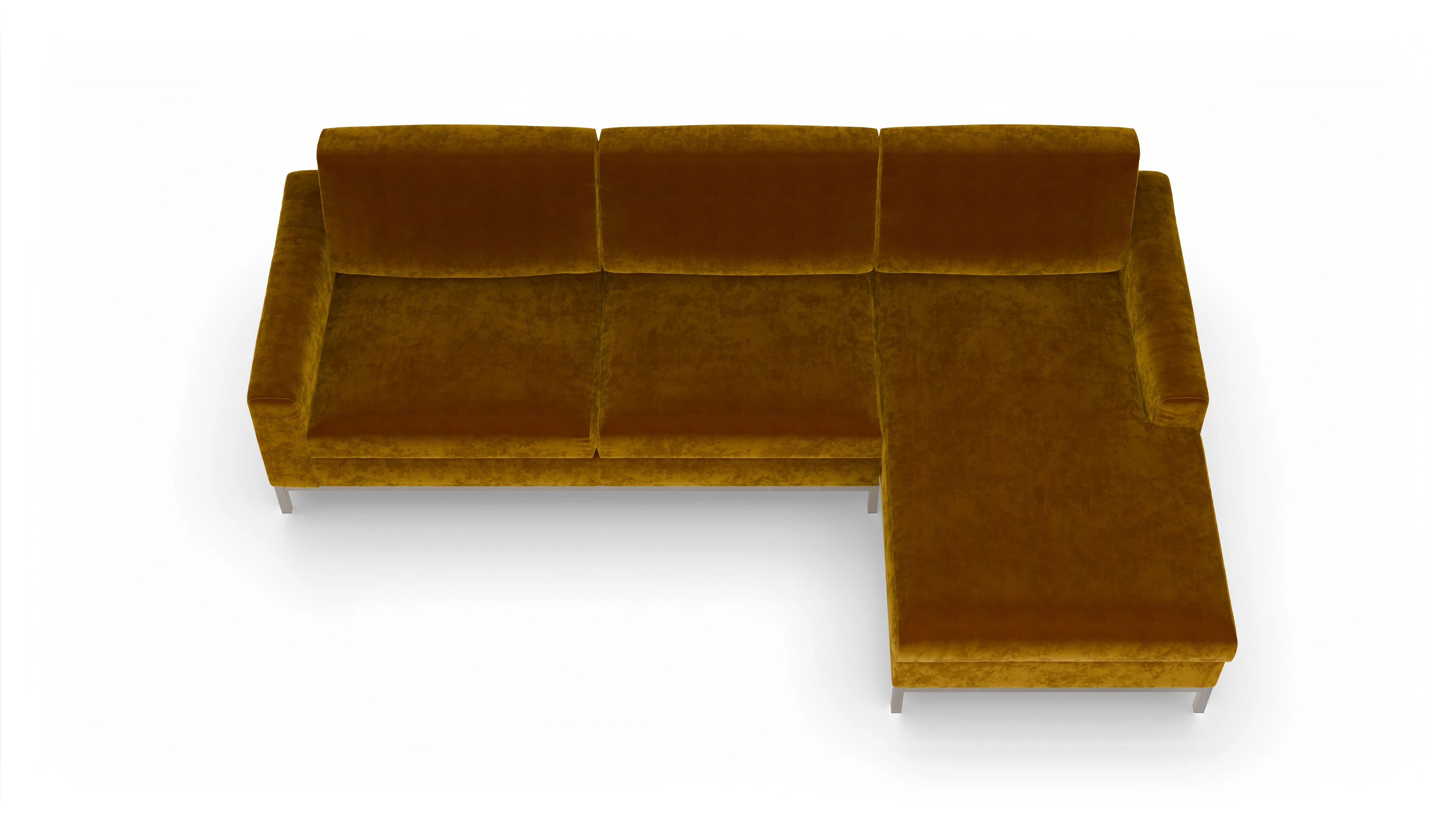 Eck-Schlafsofa Paglia in Stoff Ansicht des Produktes Paglia Sofa mit Rec rechts in Samt gelb
