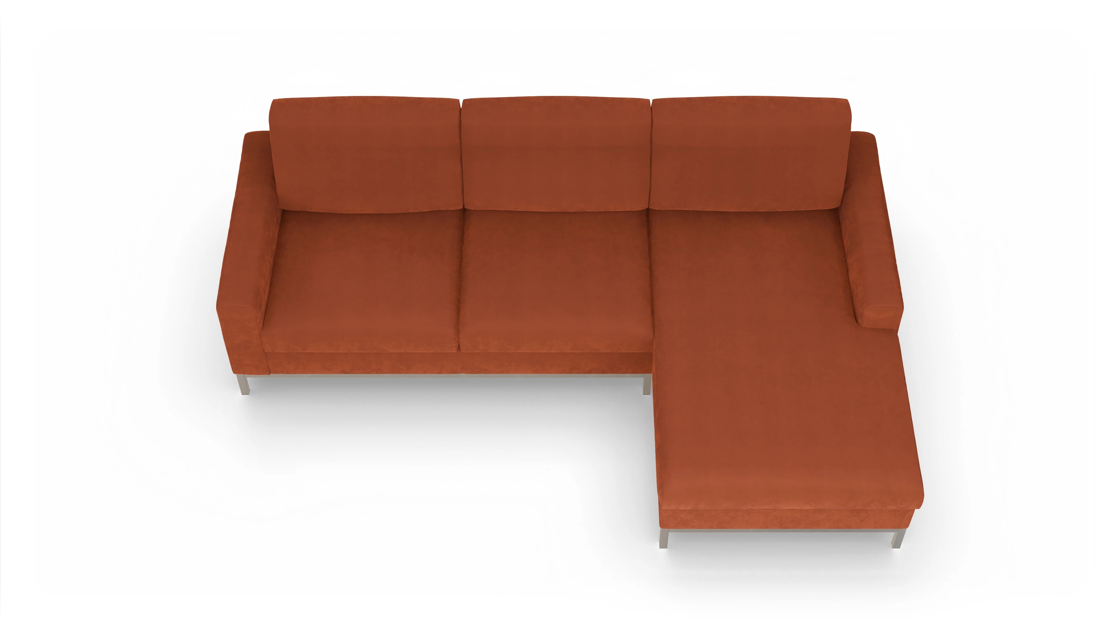 Ansicht des Produktes Paglia Sofa mit Rec rechts in Samt orange