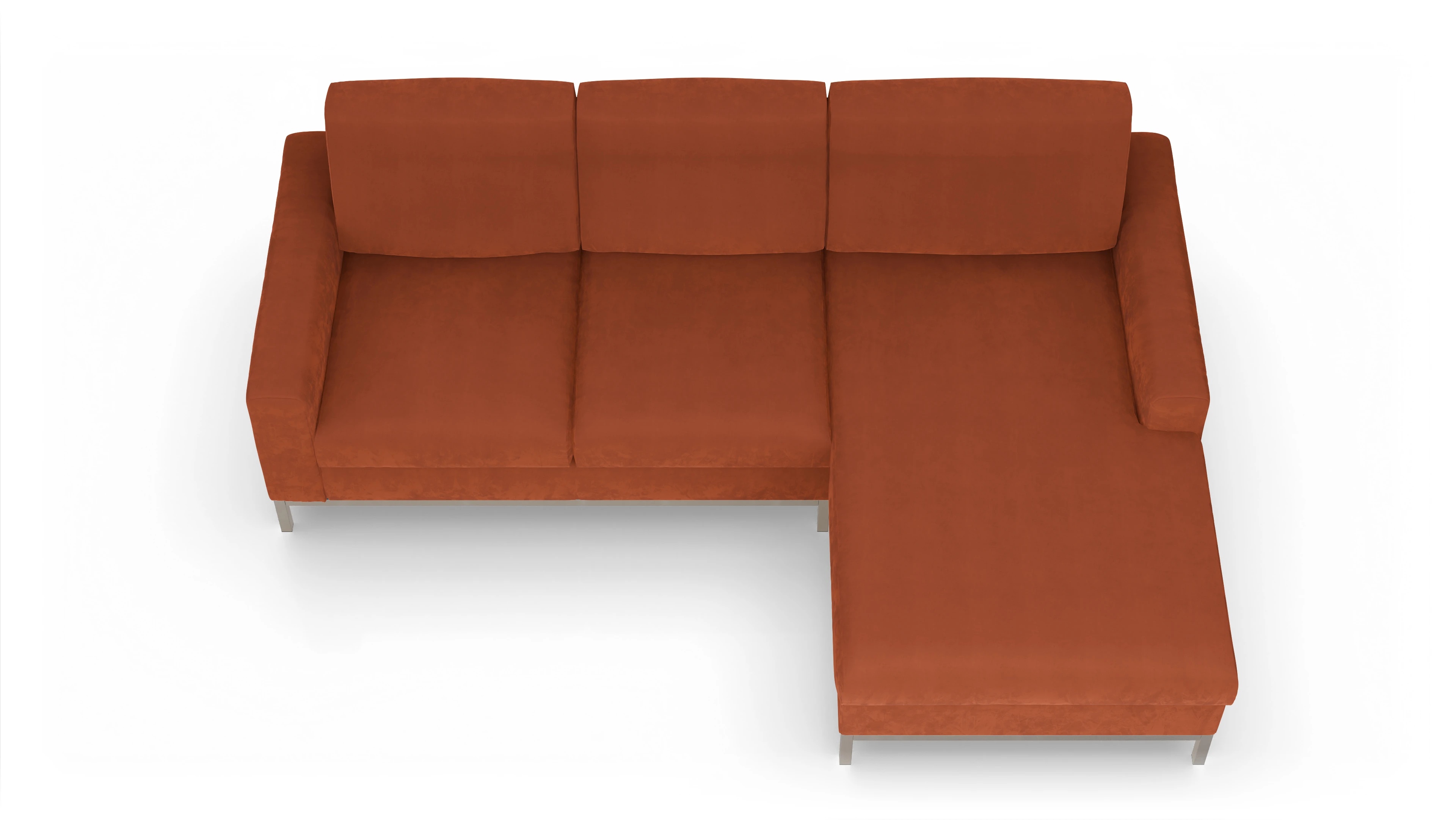 Ansicht des Produktes Paglia Sofa mit Rec rechts in Samt orange