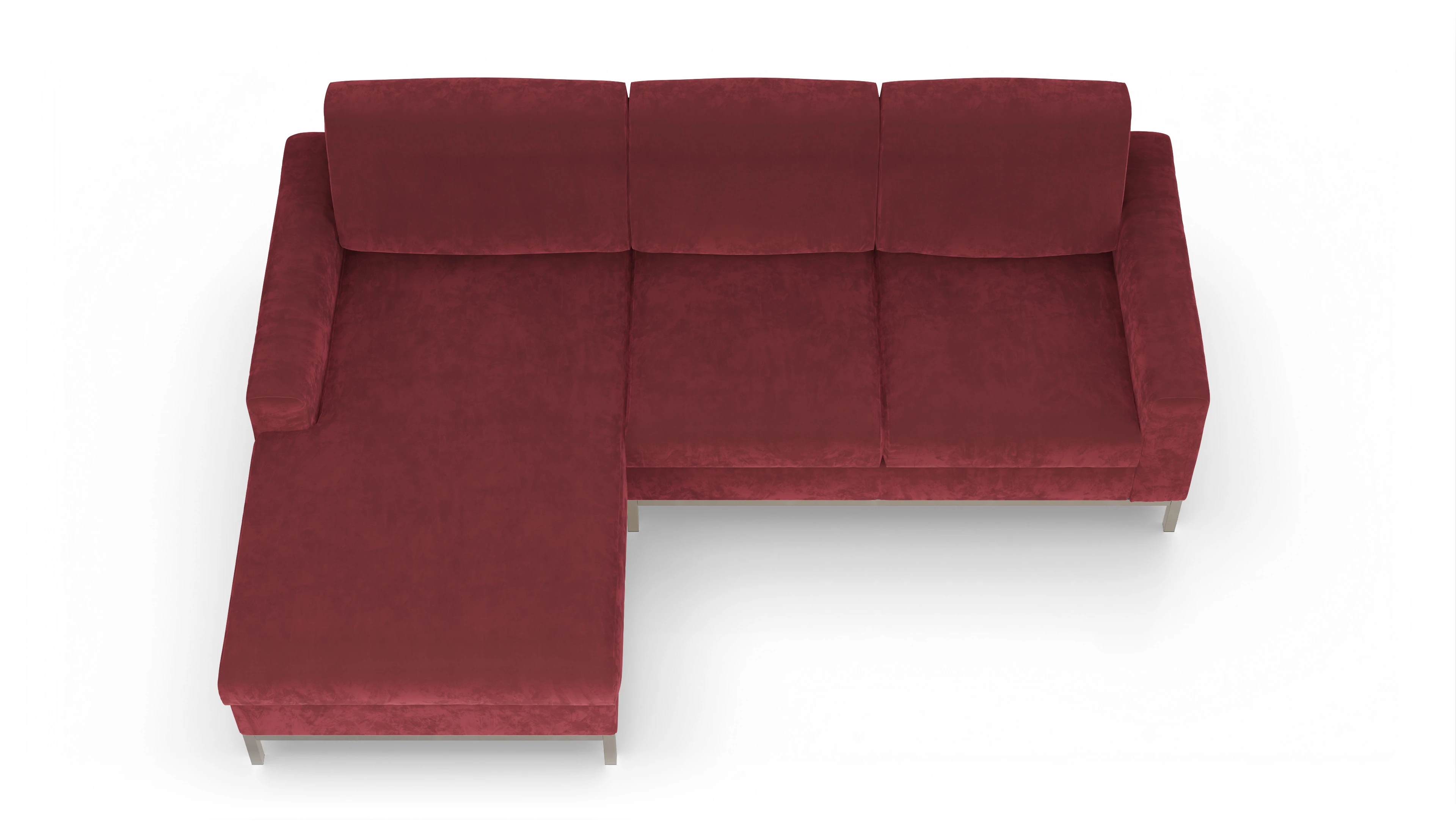 Eck-Schlafsofa Paglia in Stoff Ansicht des Produktes Paglia Sofa mit Rec links in Samt rot