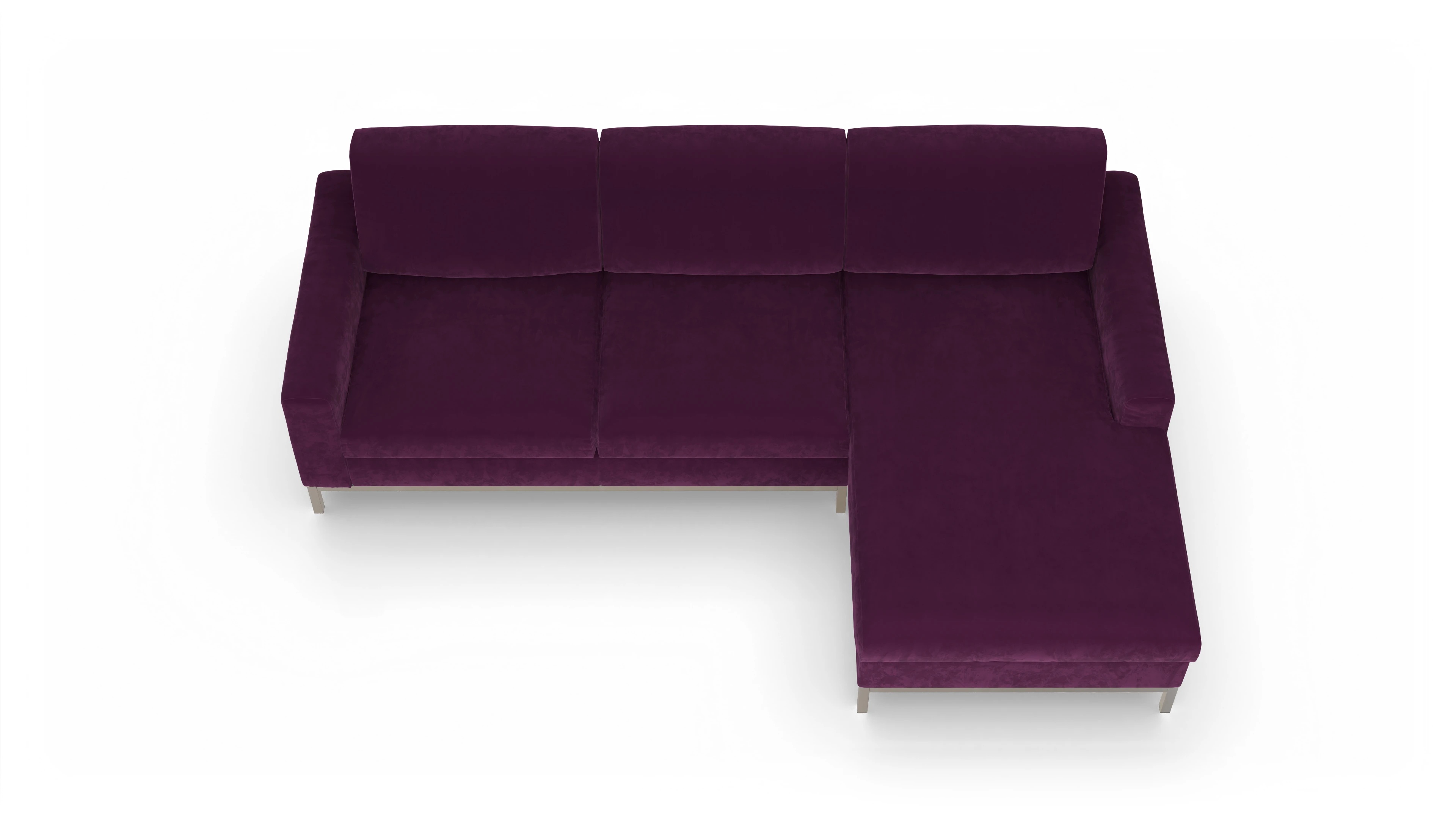 Eck-Schlafsofa Paglia in Stoff Ansicht des Produktes Paglia Sofa mit Rec rechts in Samt rot