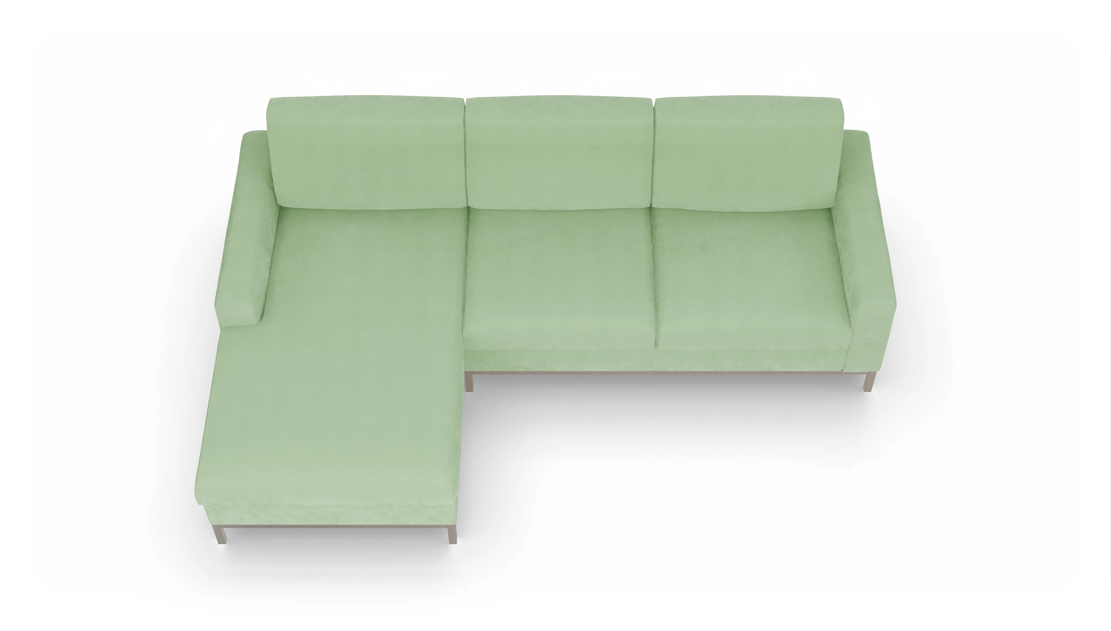 Ansicht des Produktes Paglia Sofa mit Rec links in Samt grün