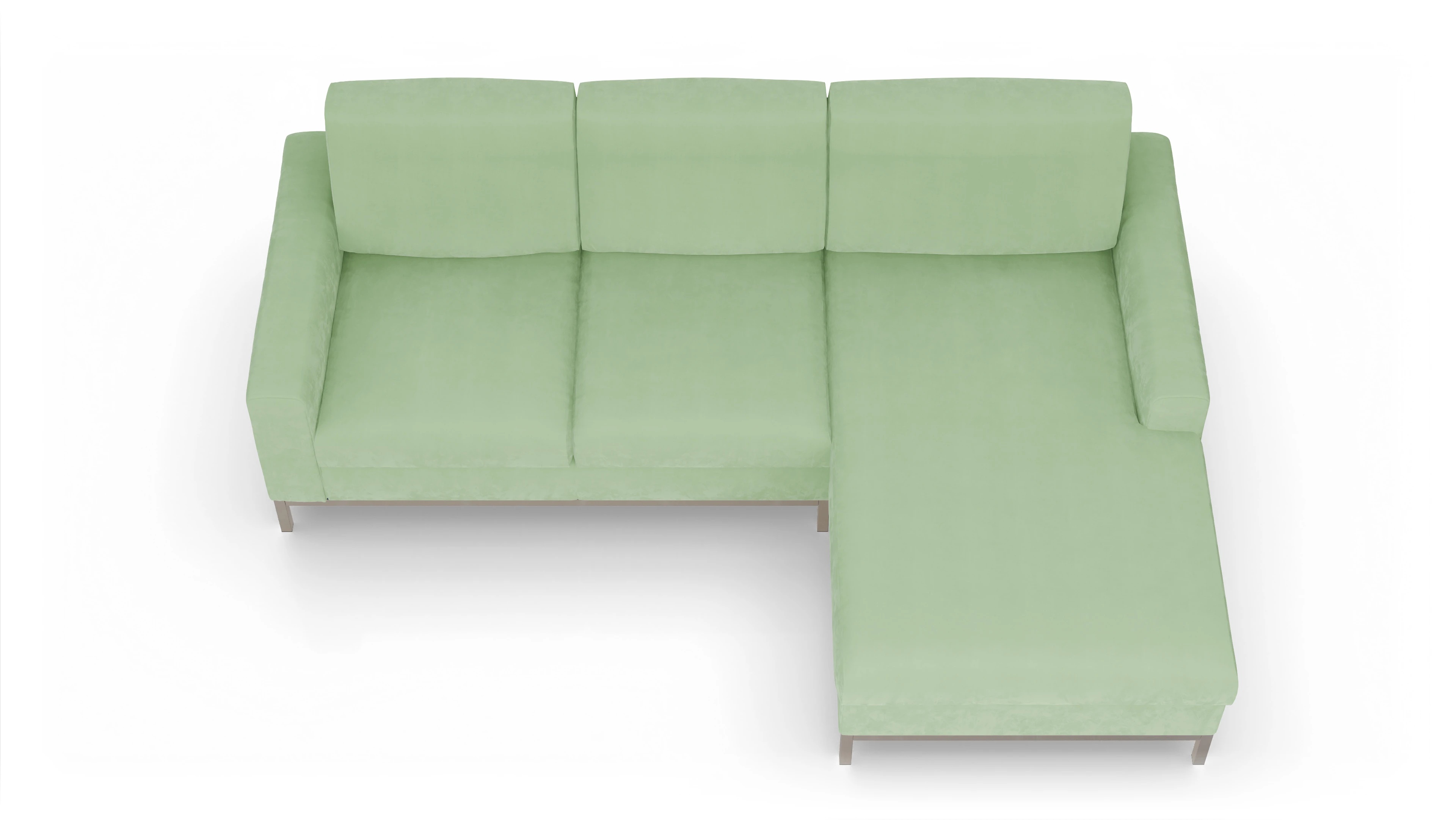 Ansicht des Produktes Paglia Sofa mit Rec rechts in Samt grün