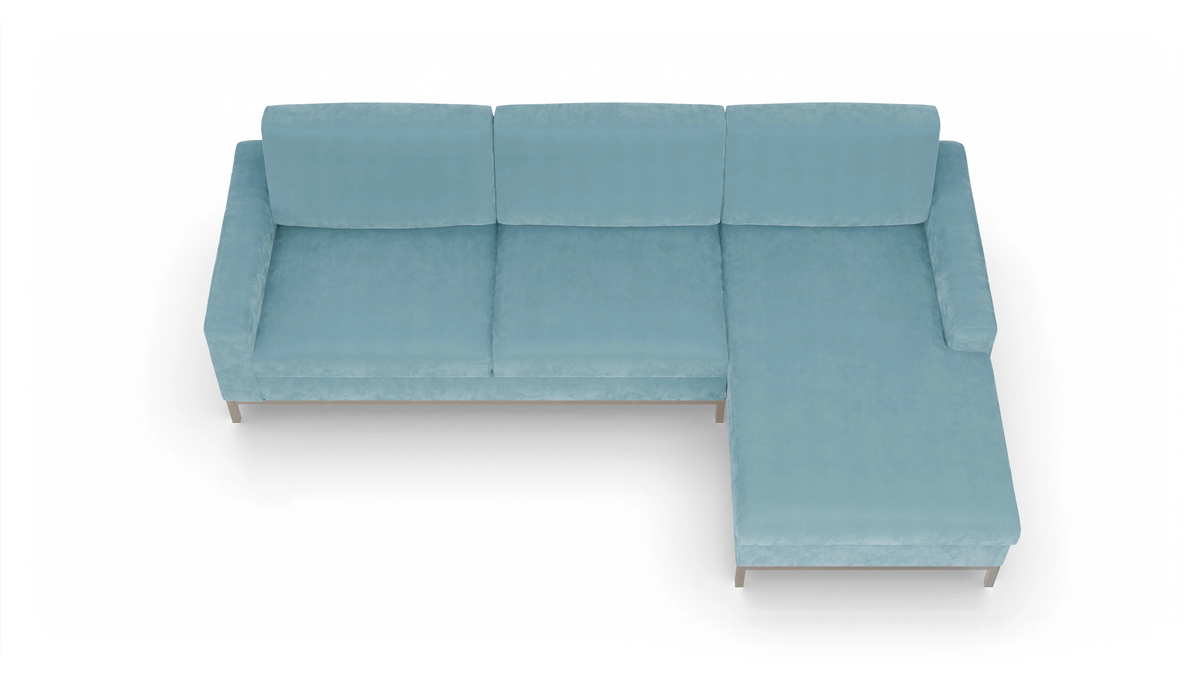 Eck-Schlafsofa Paglia in Stoff Ansicht des Produktes Paglia Sofa mit Rec rechts in Samt blau