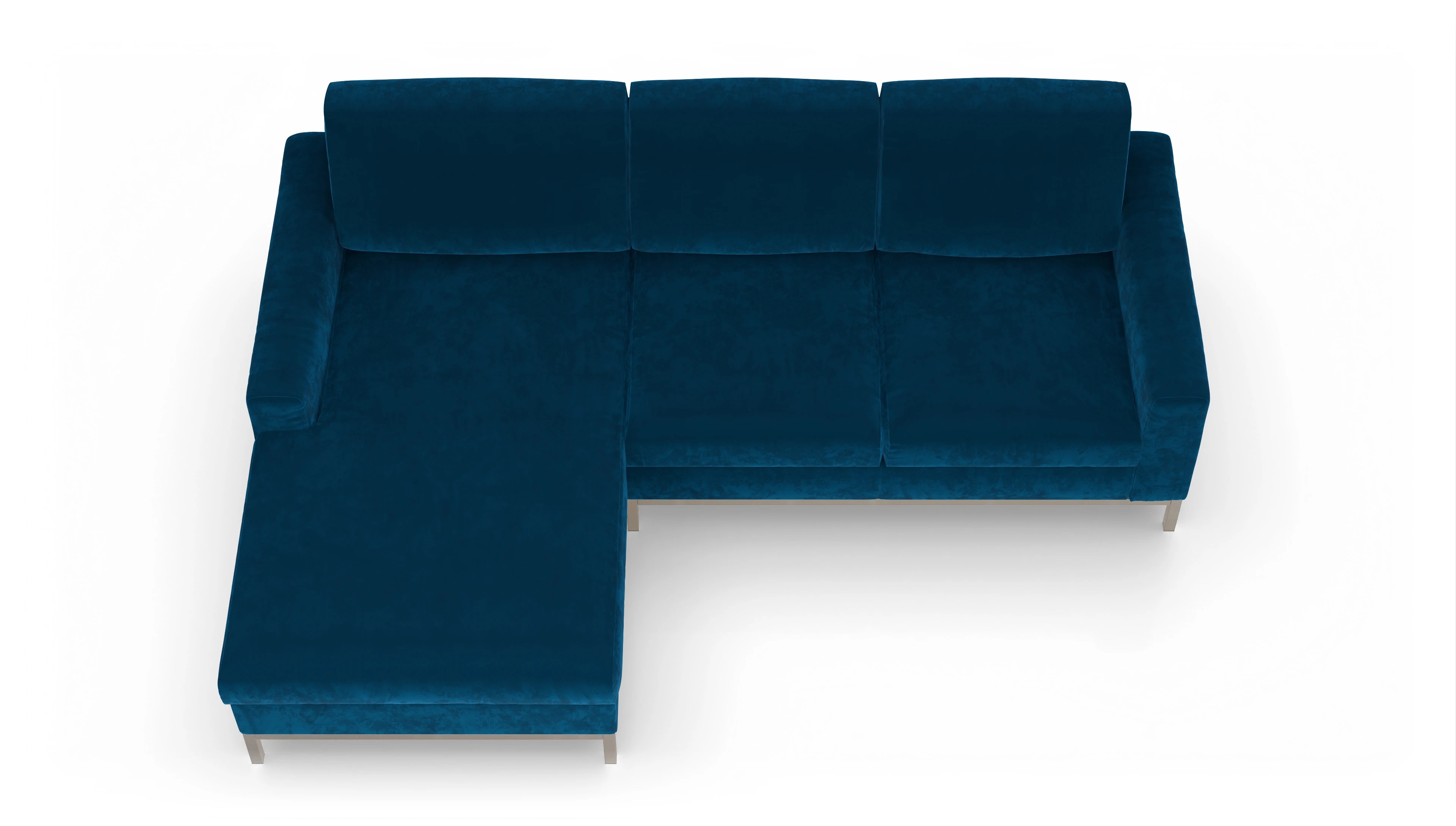Eck-Schlafsofa Paglia in Stoff Ansicht des Produktes Paglia Sofa mit Rec links in Samt blau