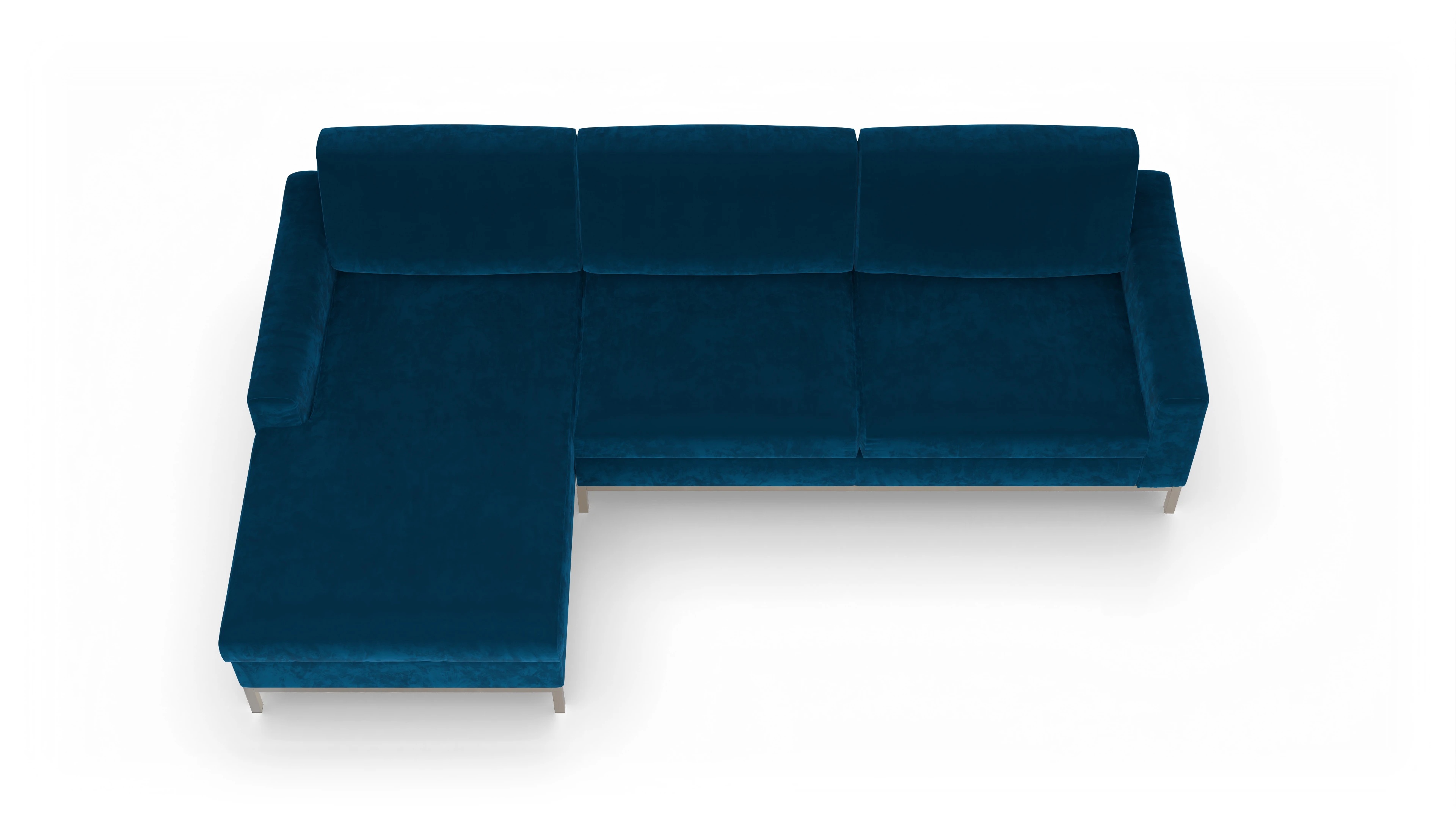 Eck-Schlafsofa Paglia in Stoff Ansicht des Produktes Paglia Sofa mit Rec links in Samt blau