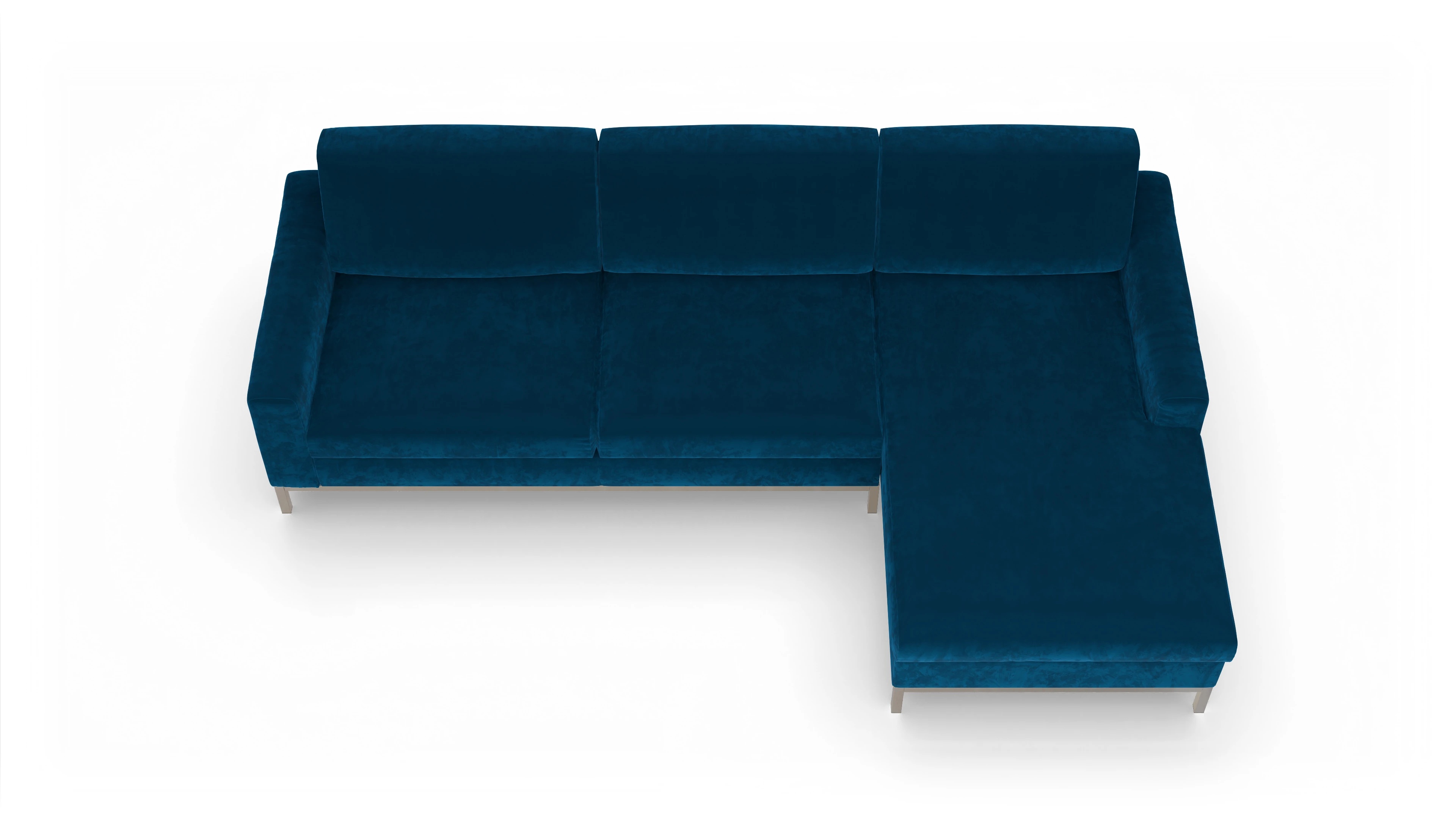 Eck-Schlafsofa Paglia in Stoff Ansicht des Produktes Paglia Sofa mit Rec rechts in Samt blau