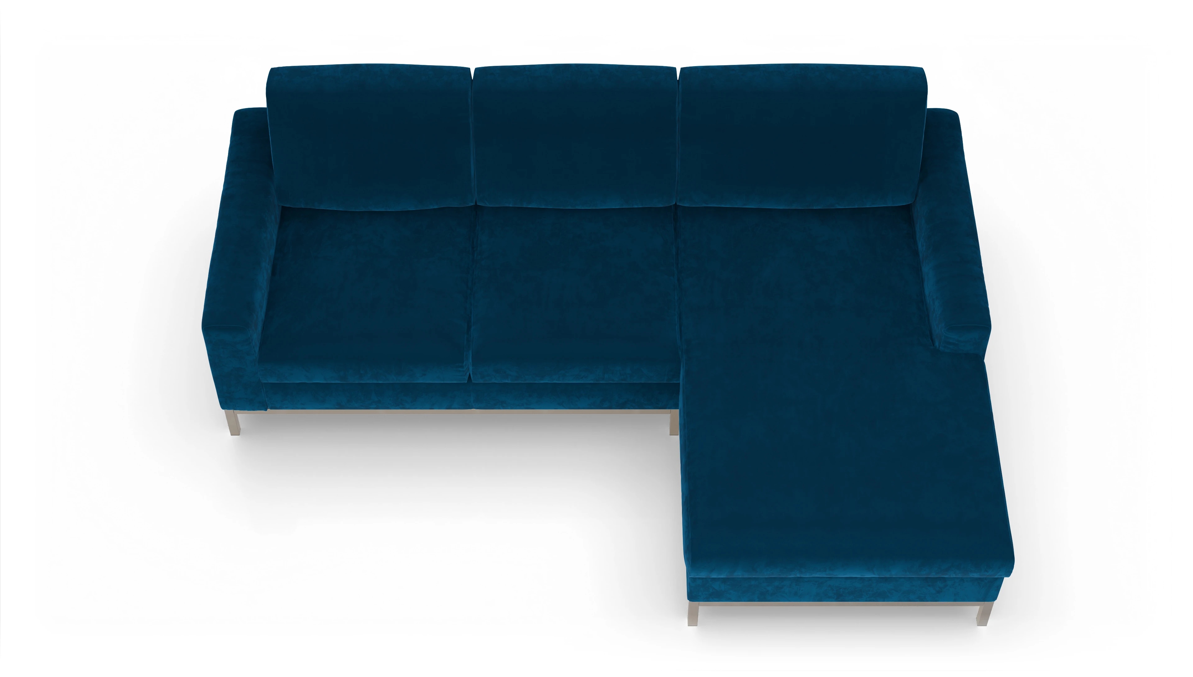 Eck-Schlafsofa Paglia in Stoff Ansicht des Produktes Paglia Sofa mit Rec rechts in Samt blau