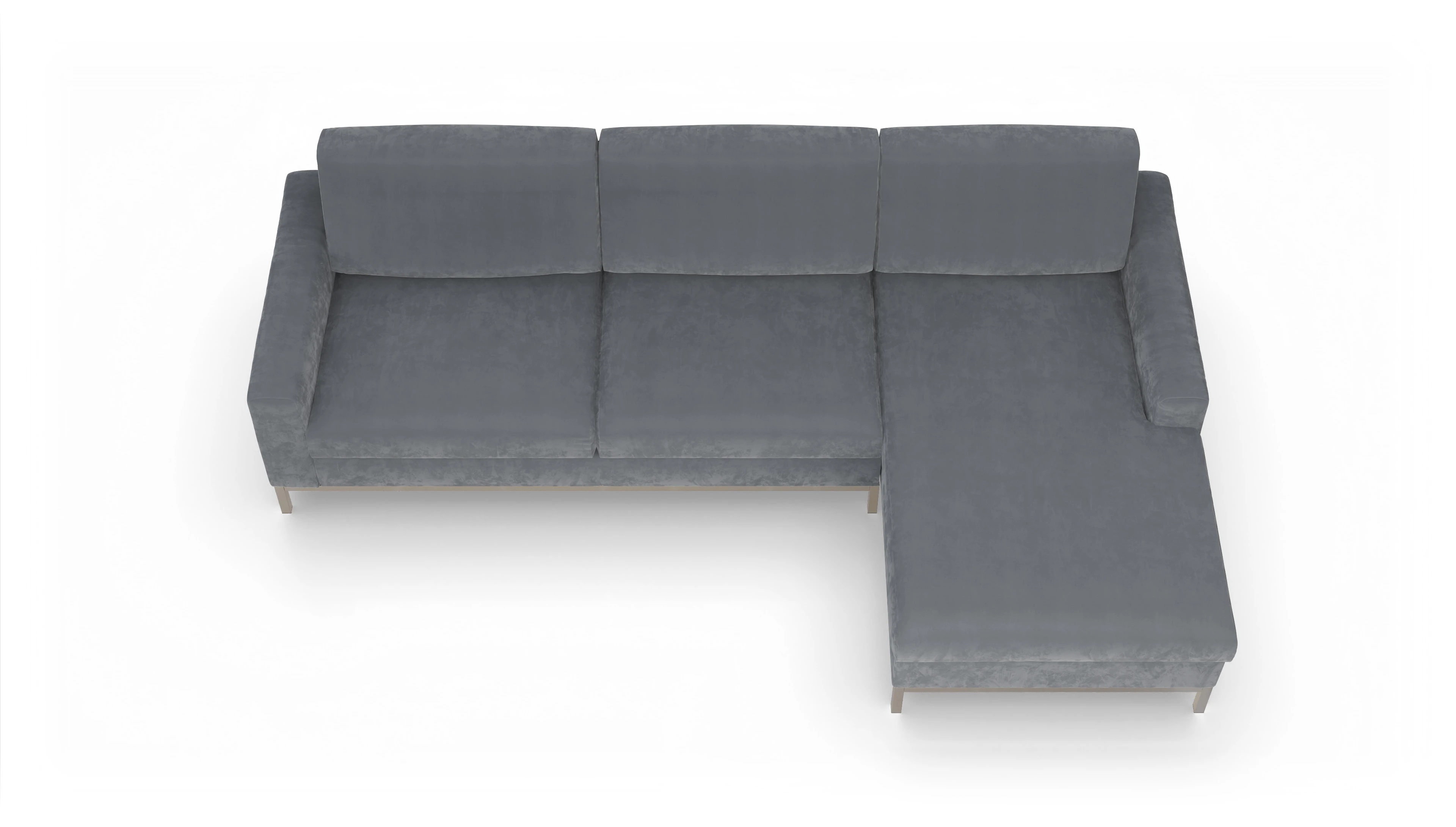 Eck-Schlafsofa Paglia in Stoff Ansicht des Produktes Paglia Sofa mit Rec rechts in Samt grau