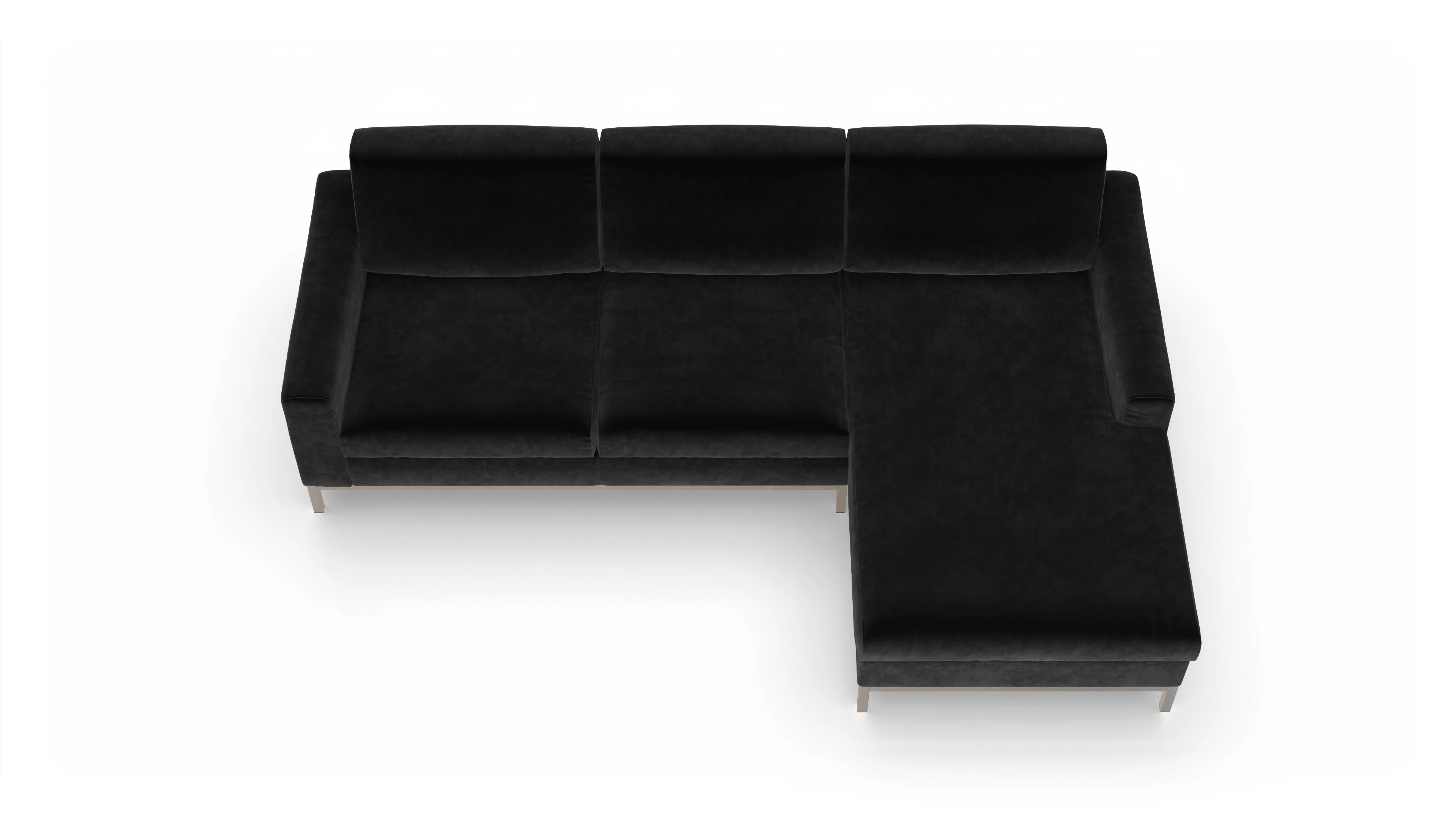 Eck-Schlafsofa Paglia in Stoff Ansicht des Produktes Paglia Sofa mit Rec rechts in Samt schwarz