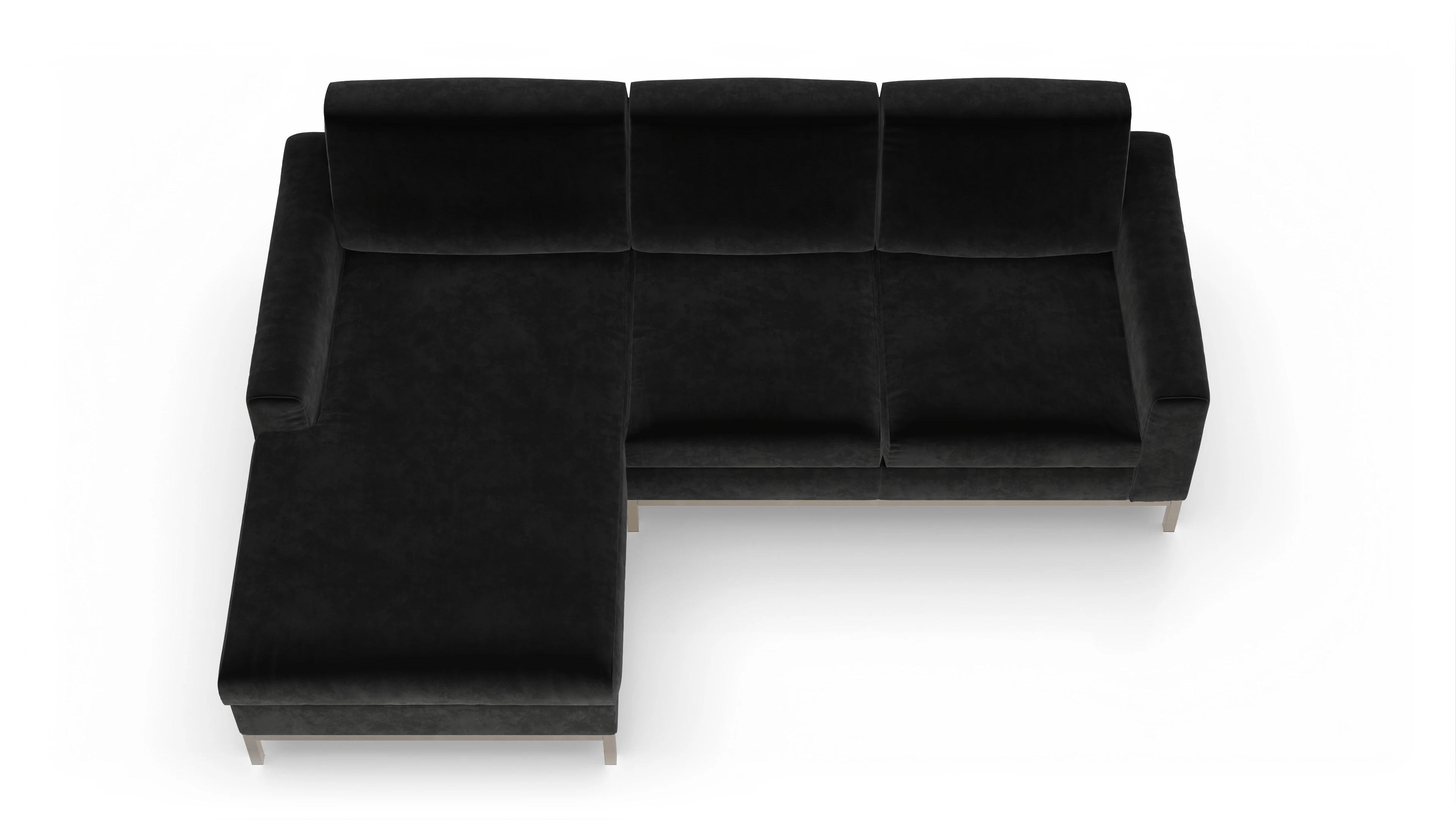 Eck-Schlafsofa Paglia in Stoff Ansicht des Produktes Paglia Sofa mit Rec links in Samt schwarz