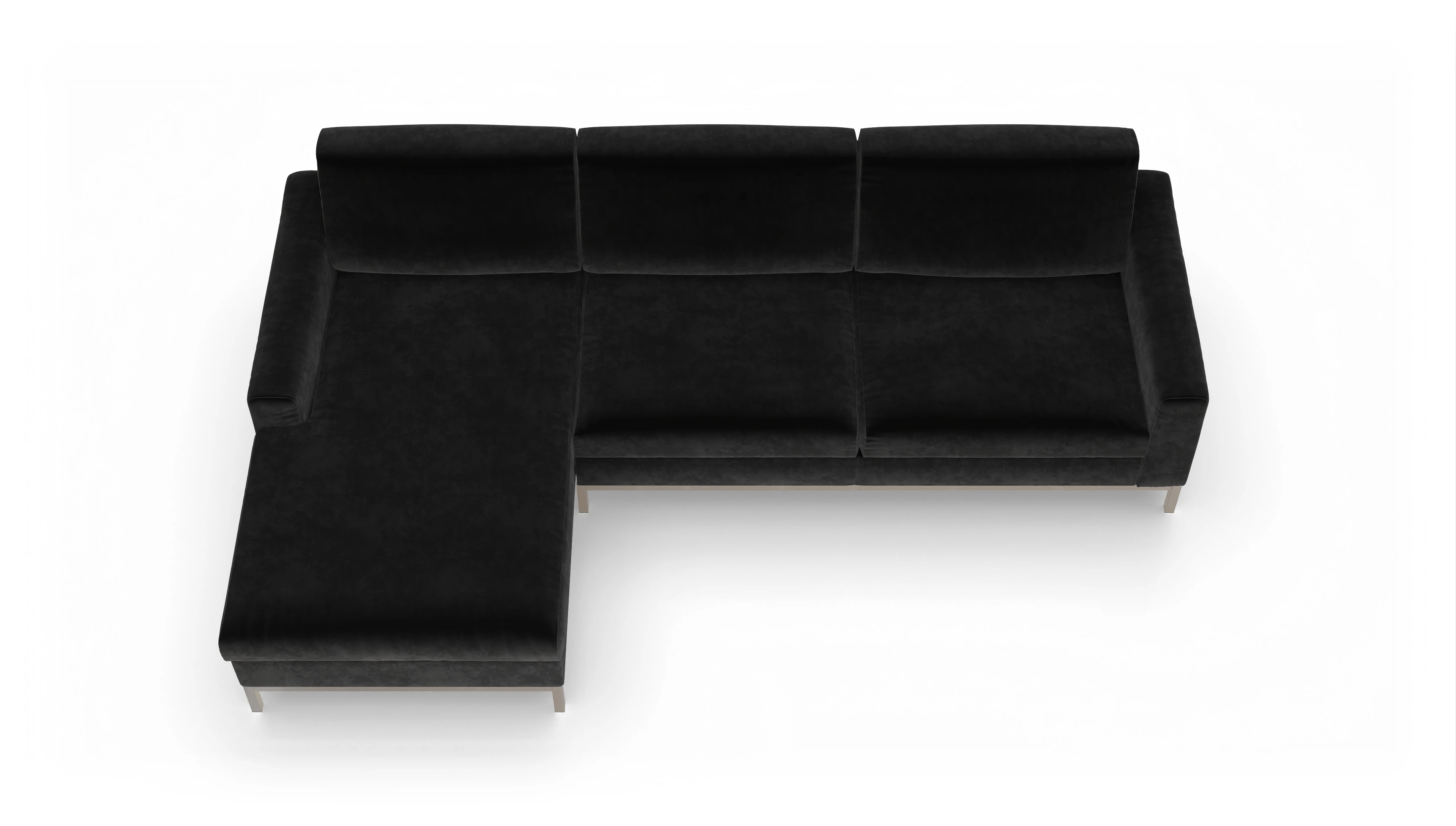 Ansicht des Produktes Paglia Sofa mit Rec links in Samt schwarz