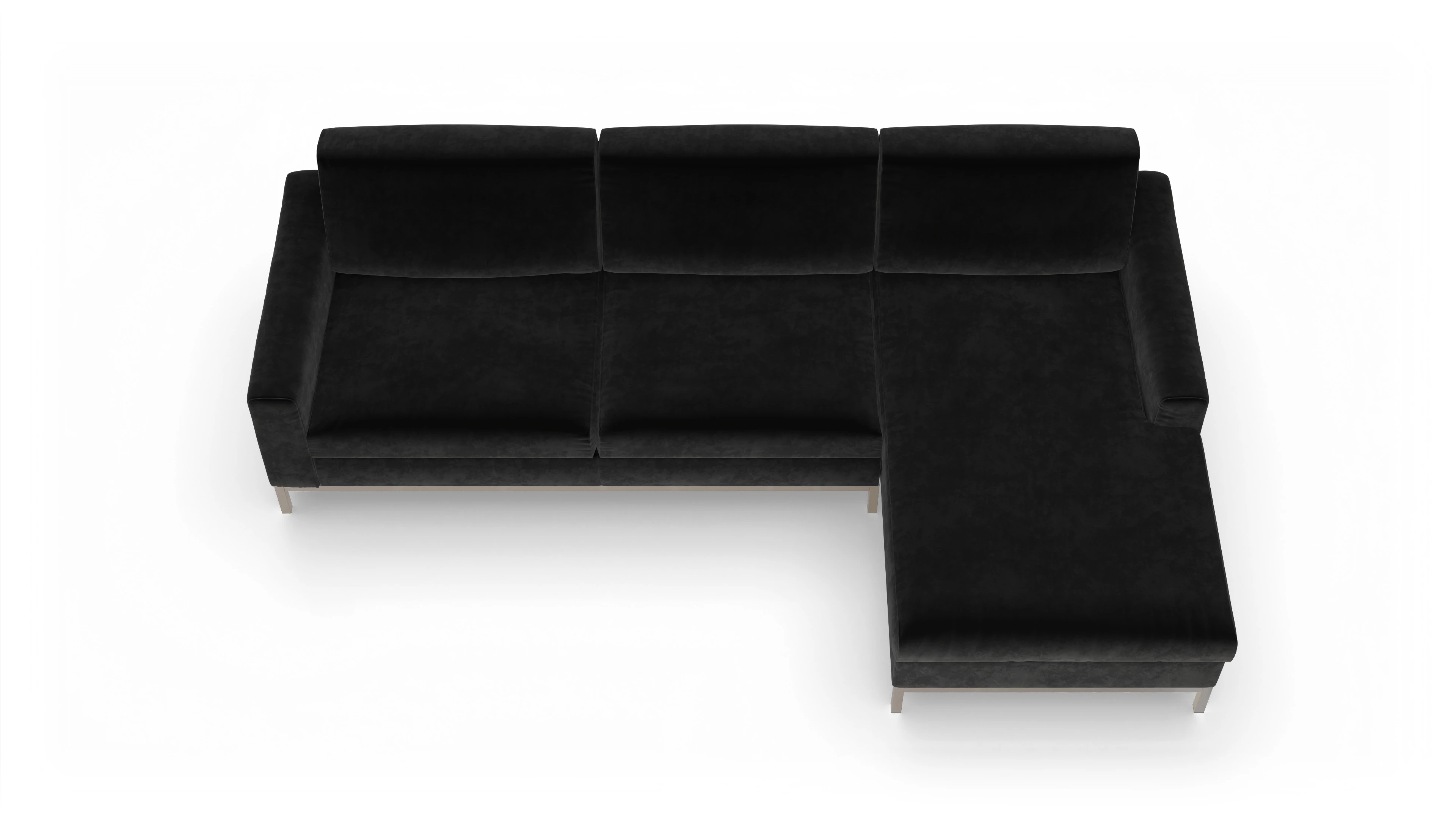 Ansicht des Produktes Paglia Sofa mit Rec rechts in Samt schwarz