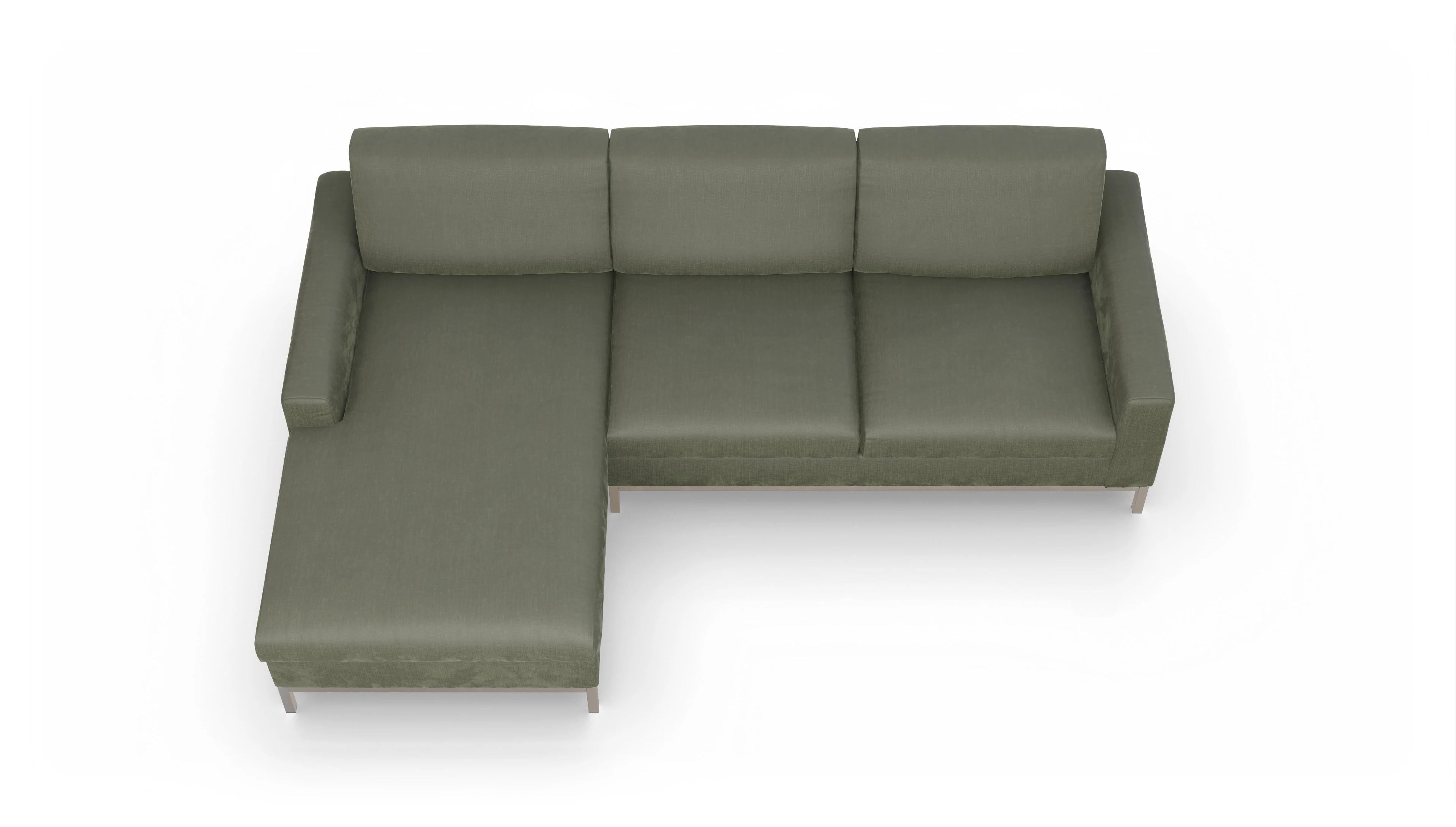 Ansicht des Produktes Paglia Sofa mit Rec links in Stoff grün
