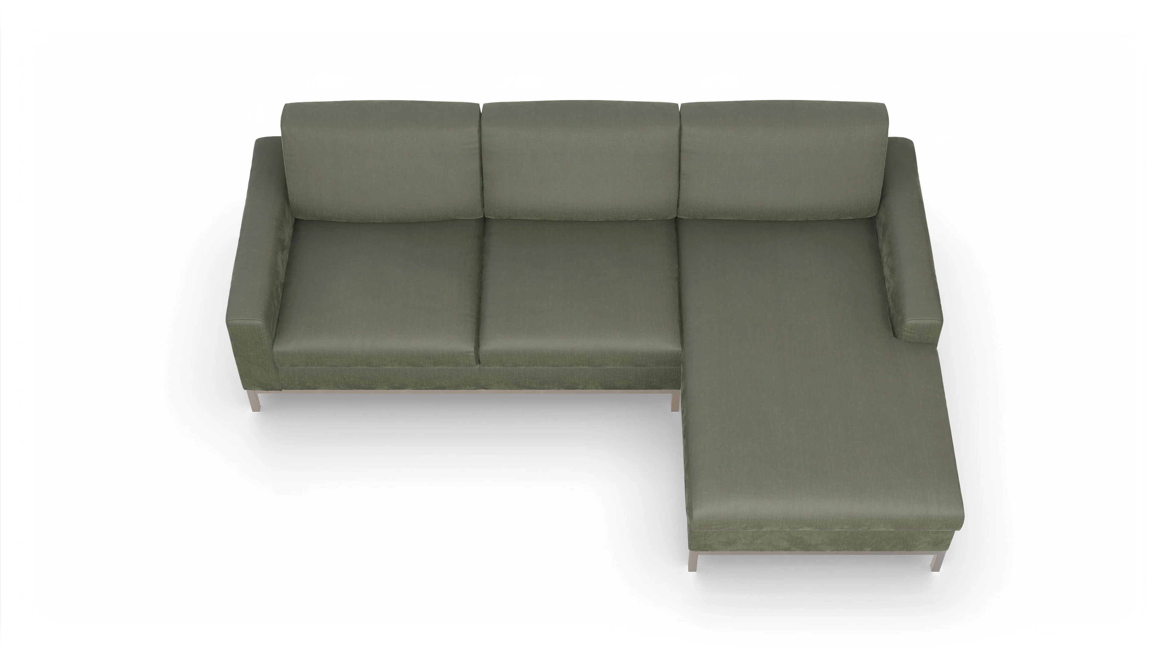 Ansicht des Produktes Paglia Sofa mit Rec rechts in Stoff grün