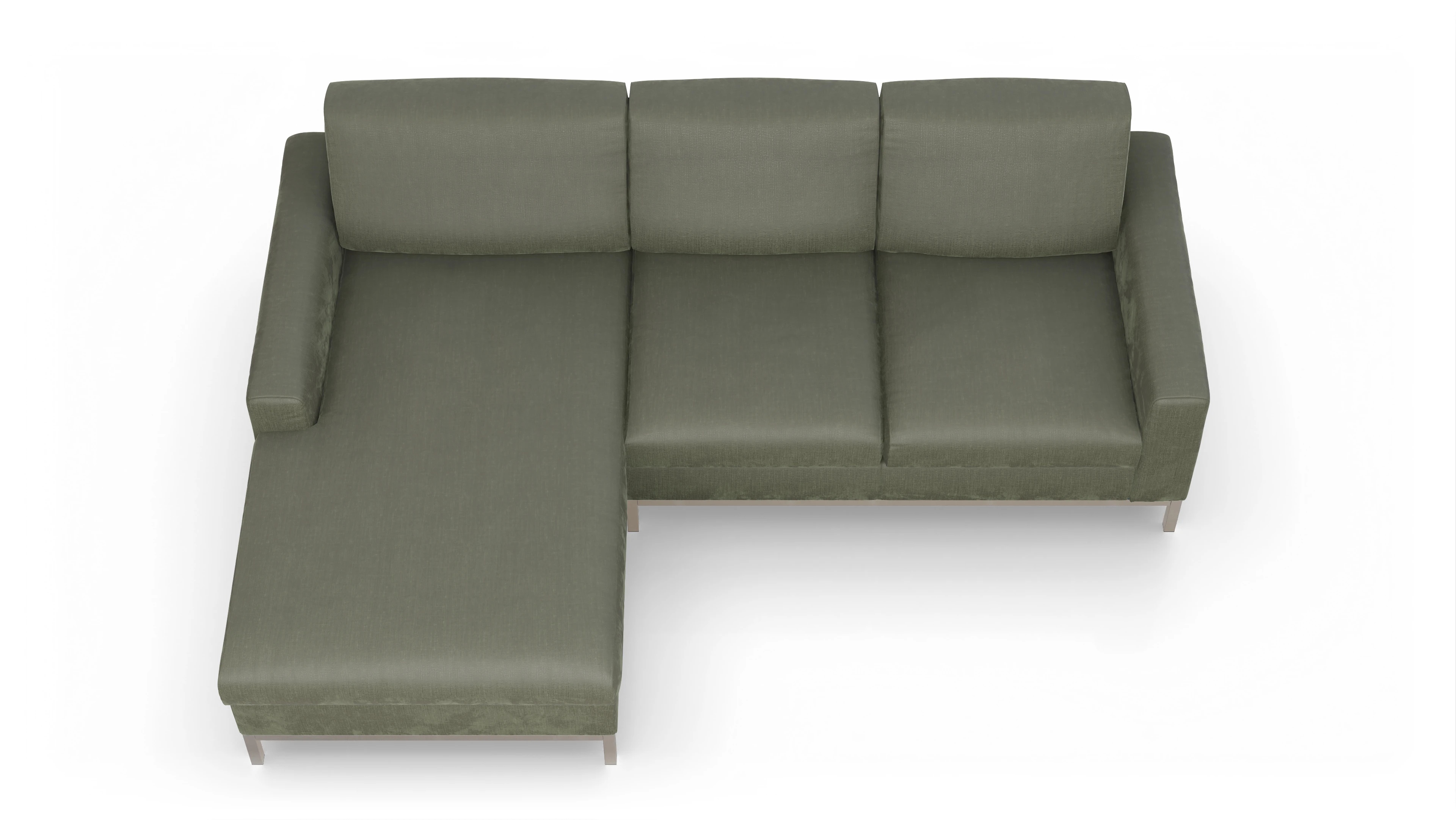 Ansicht des Produktes Paglia Sofa mit Rec links in Stoff grün