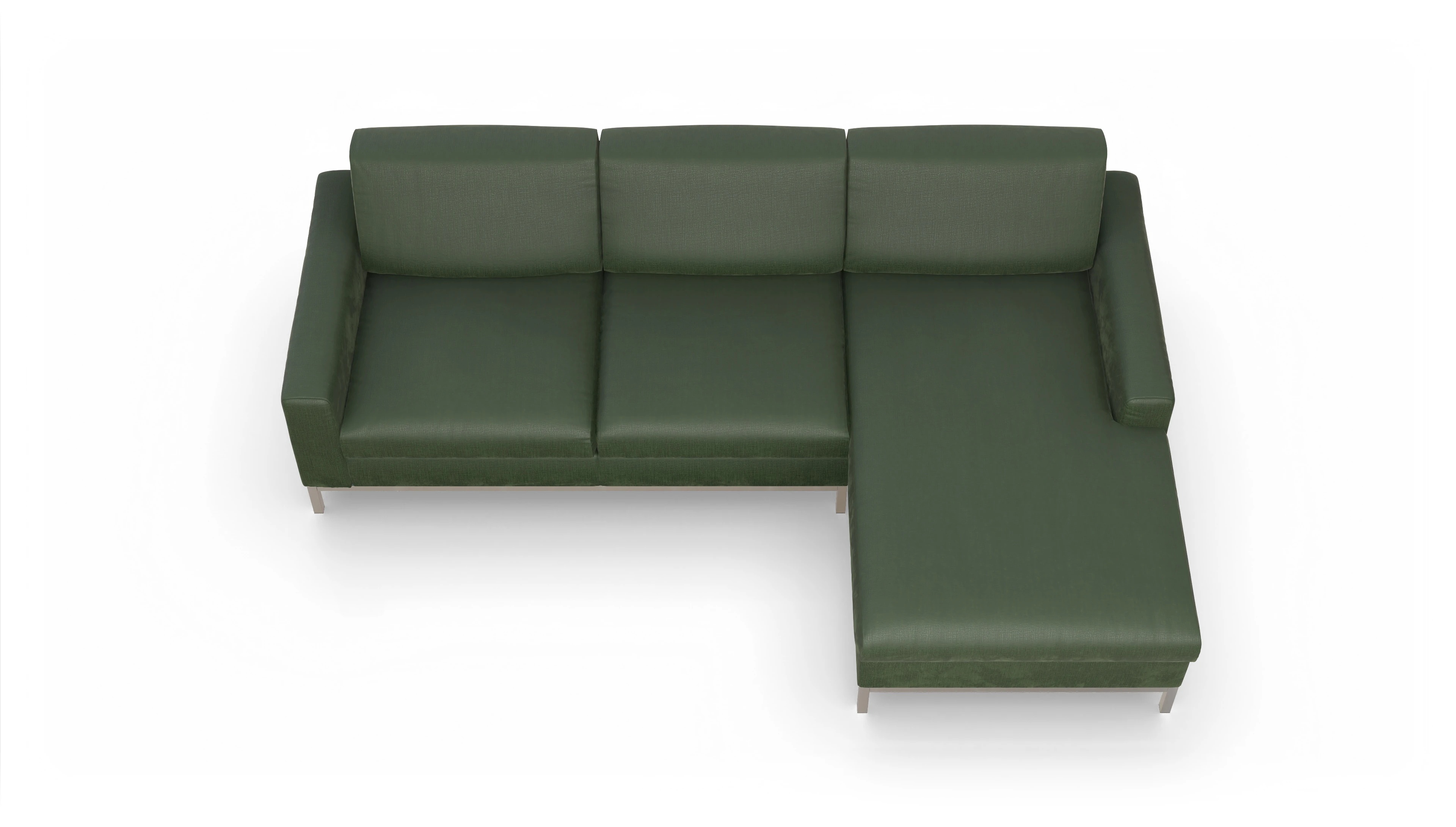 Ansicht des Produktes Paglia Sofa mit Rec rechts in Stoff grün