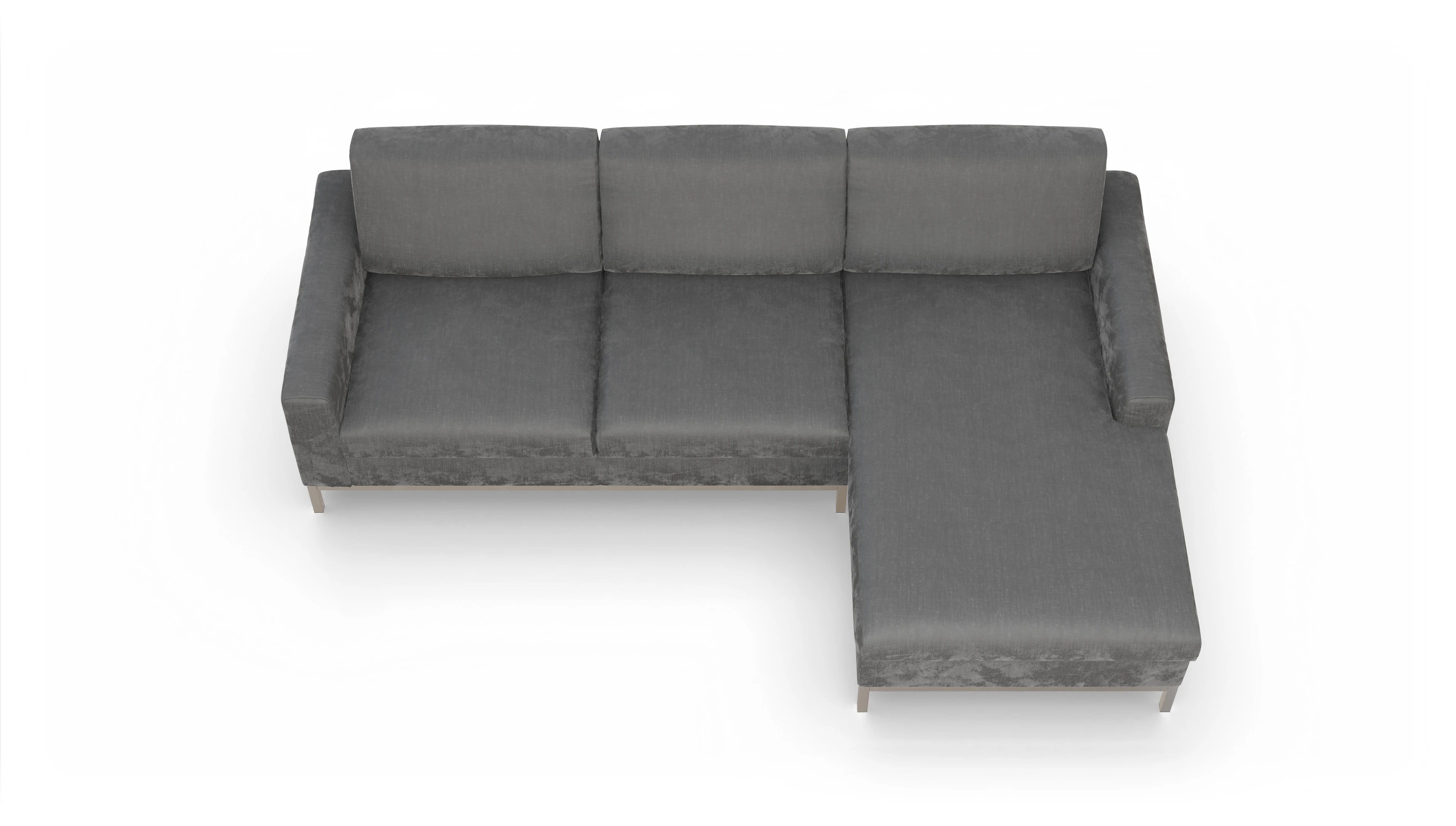 Eck-Schlafsofa Paglia in Stoff Ansicht des Produktes Paglia Sofa mit Rec rechts in Stoff grau
