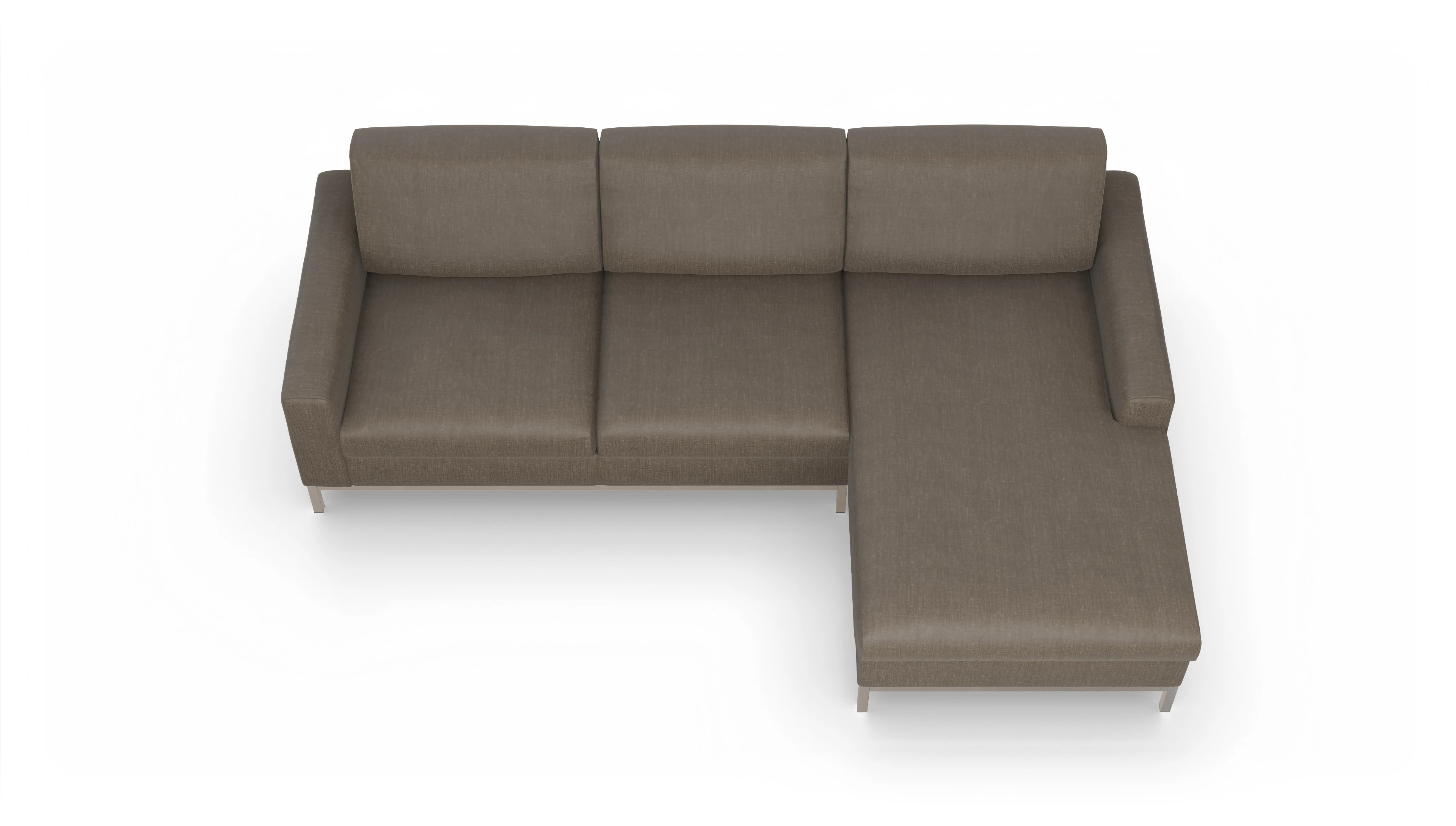 Eck-Schlafsofa Paglia in Stoff Ansicht des Produktes Paglia Sofa mit Rec rechts in Stoff braun