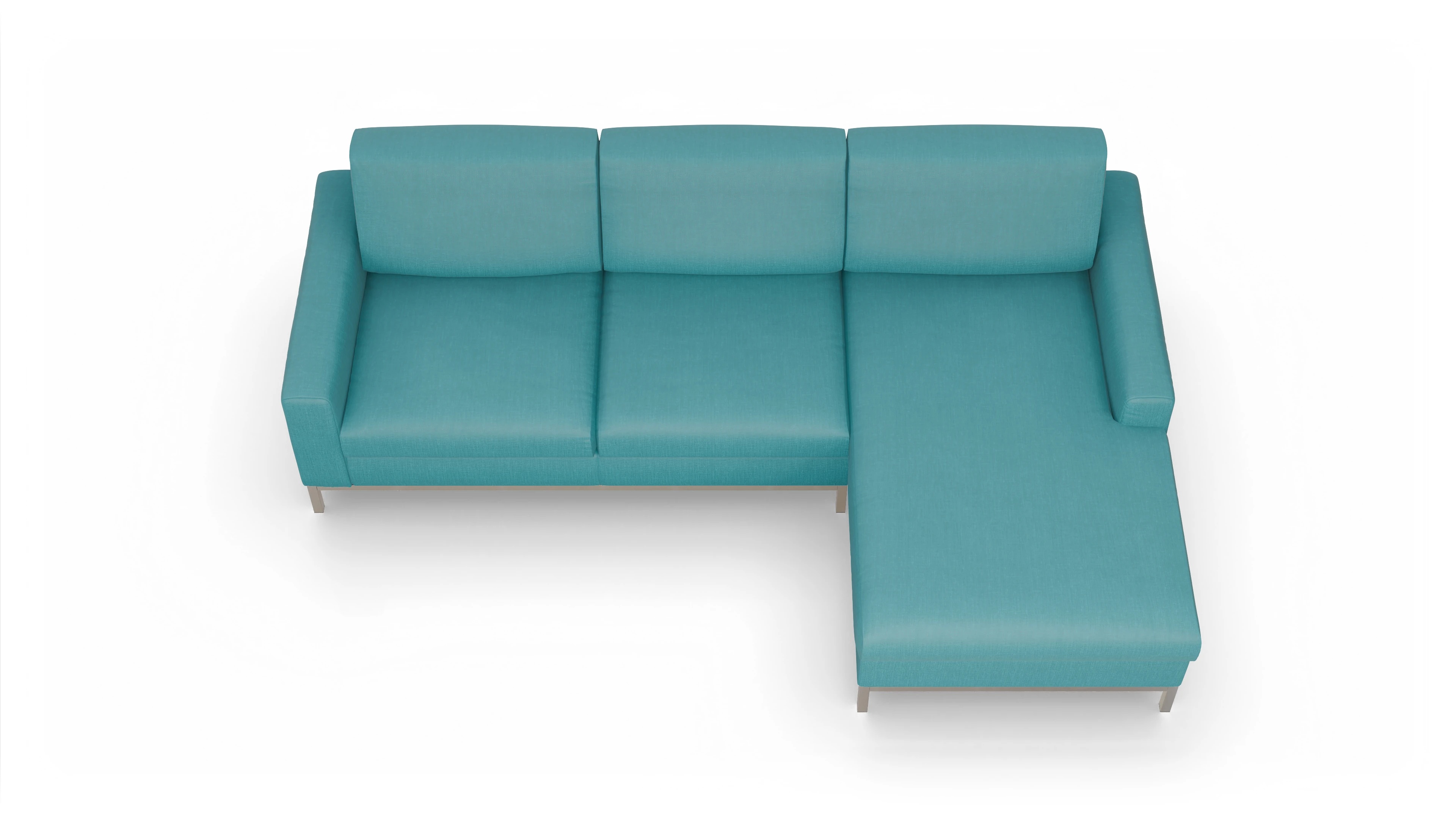 Eck-Schlafsofa Paglia in Stoff Ansicht des Produktes Paglia Sofa mit Rec rechts in Stoff blau