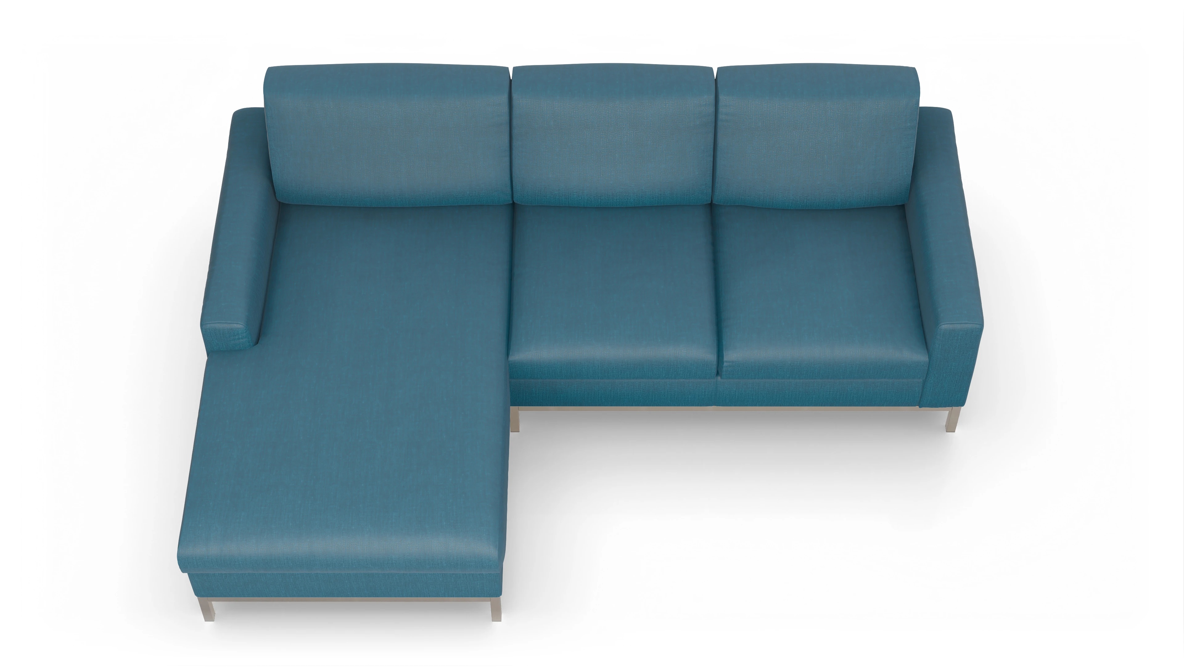 Ansicht des Produktes Paglia Sofa mit Rec links in Stoff blau