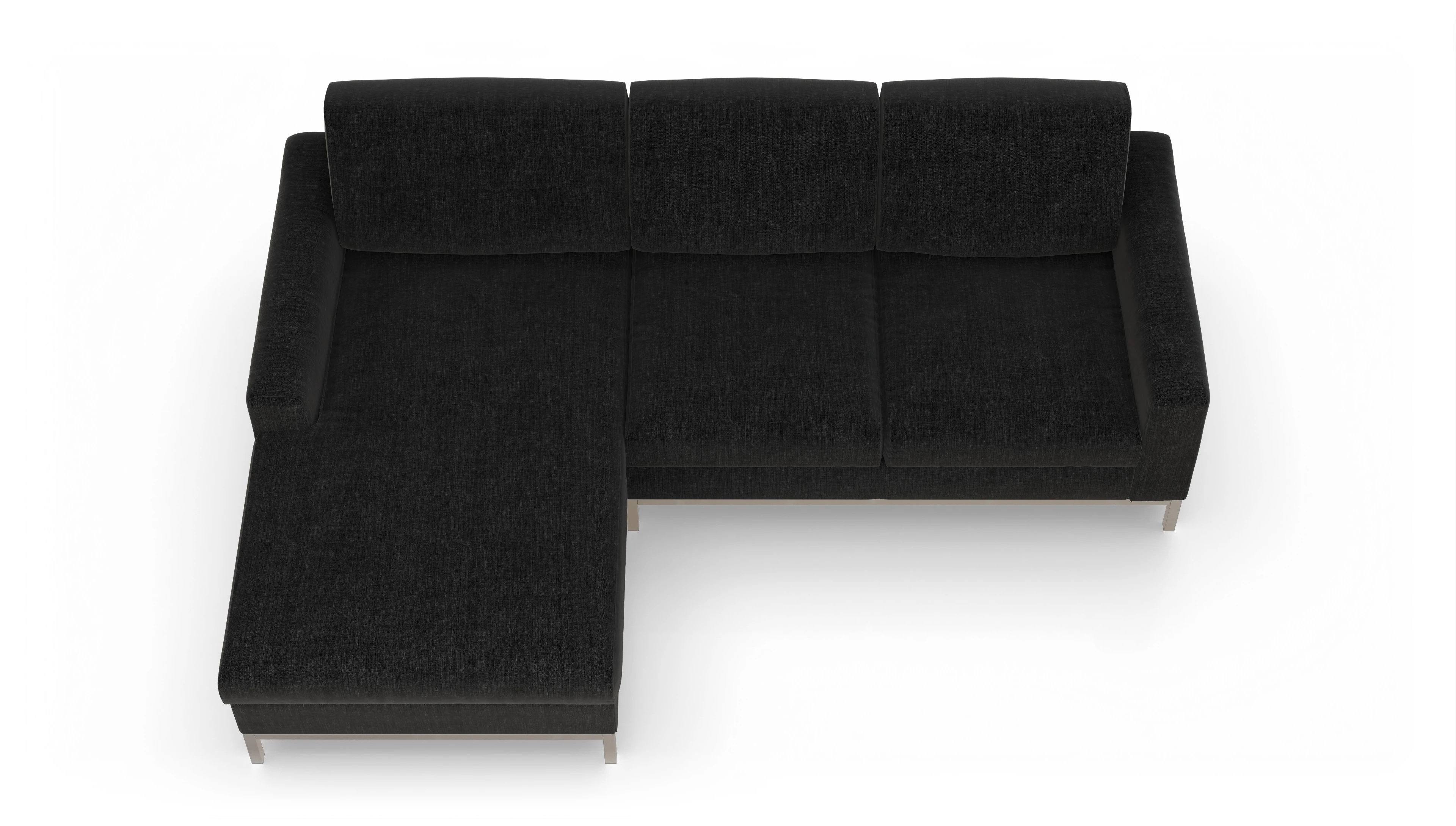 Eck-Schlafsofa Paglia in Stoff Ansicht des Produktes Paglia Sofa mit Rec links in Stoff schwarz