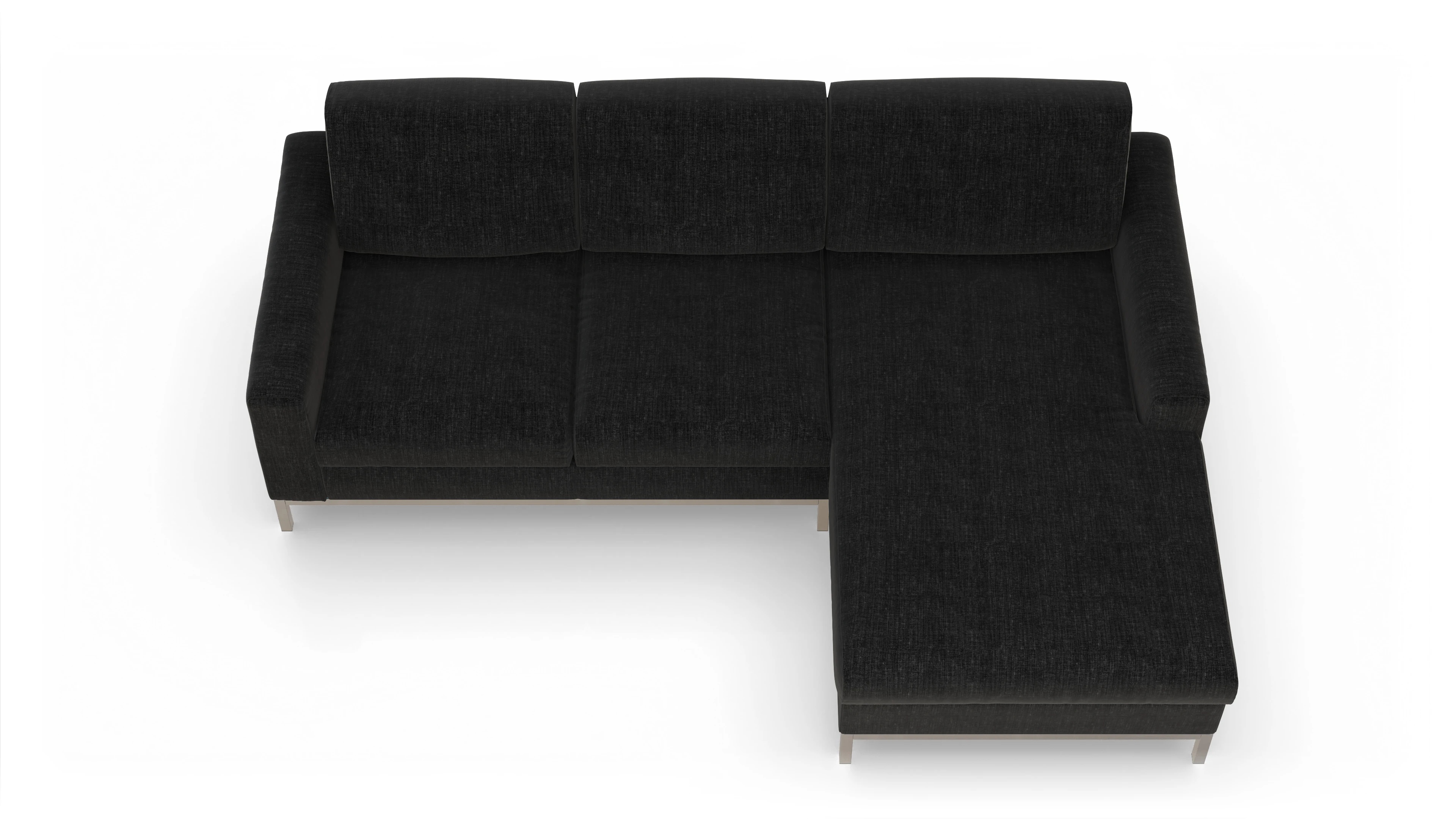 Ansicht des Produktes Paglia Sofa mit Rec rechts in Stoff schwarz