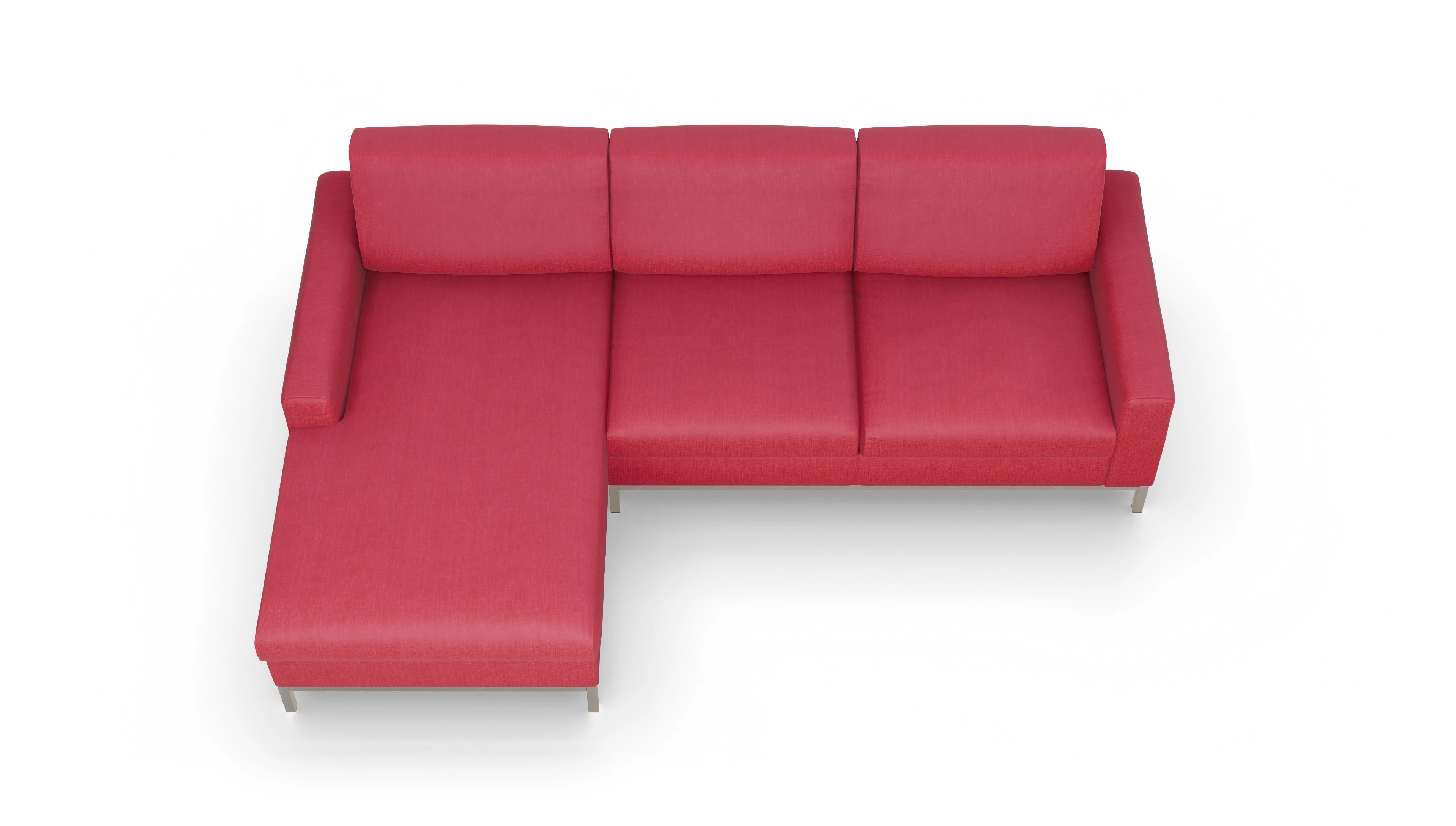 Eck-Schlafsofa Paglia in Stoff Ansicht des Produktes Paglia Sofa mit Rec links in Stoff rot