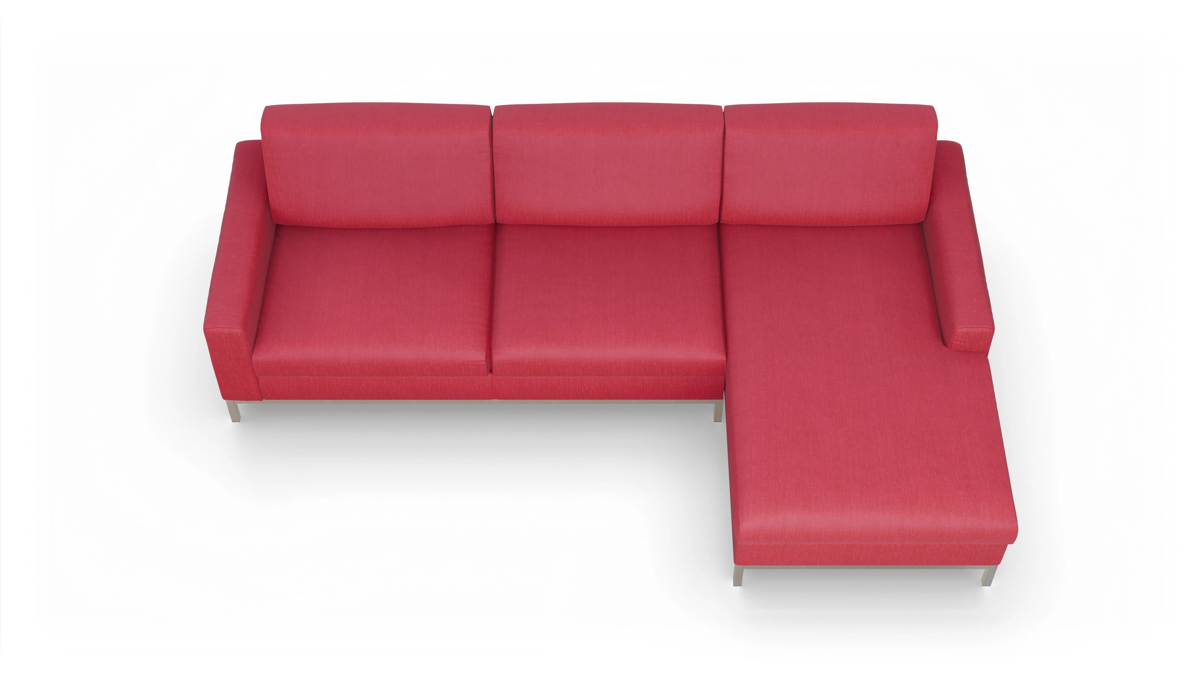 Eck-Schlafsofa Paglia in Stoff Ansicht des Produktes Paglia Sofa mit Rec rechts in Stoff rot
