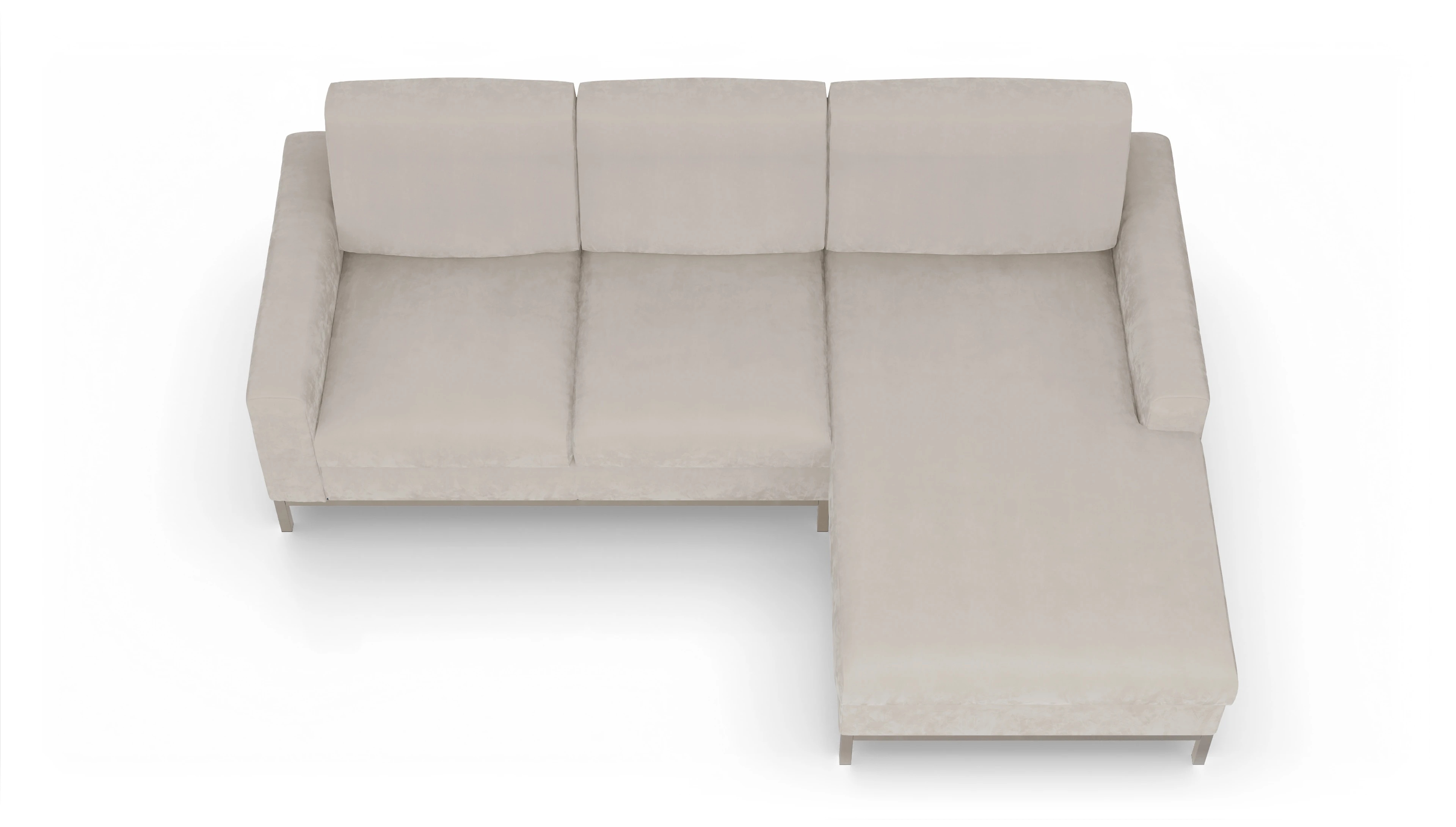 Eck-Schlafsofa Paglia in Stoff Ansicht des Produktes Paglia Sofa mit Rec rechts in Samt weiß