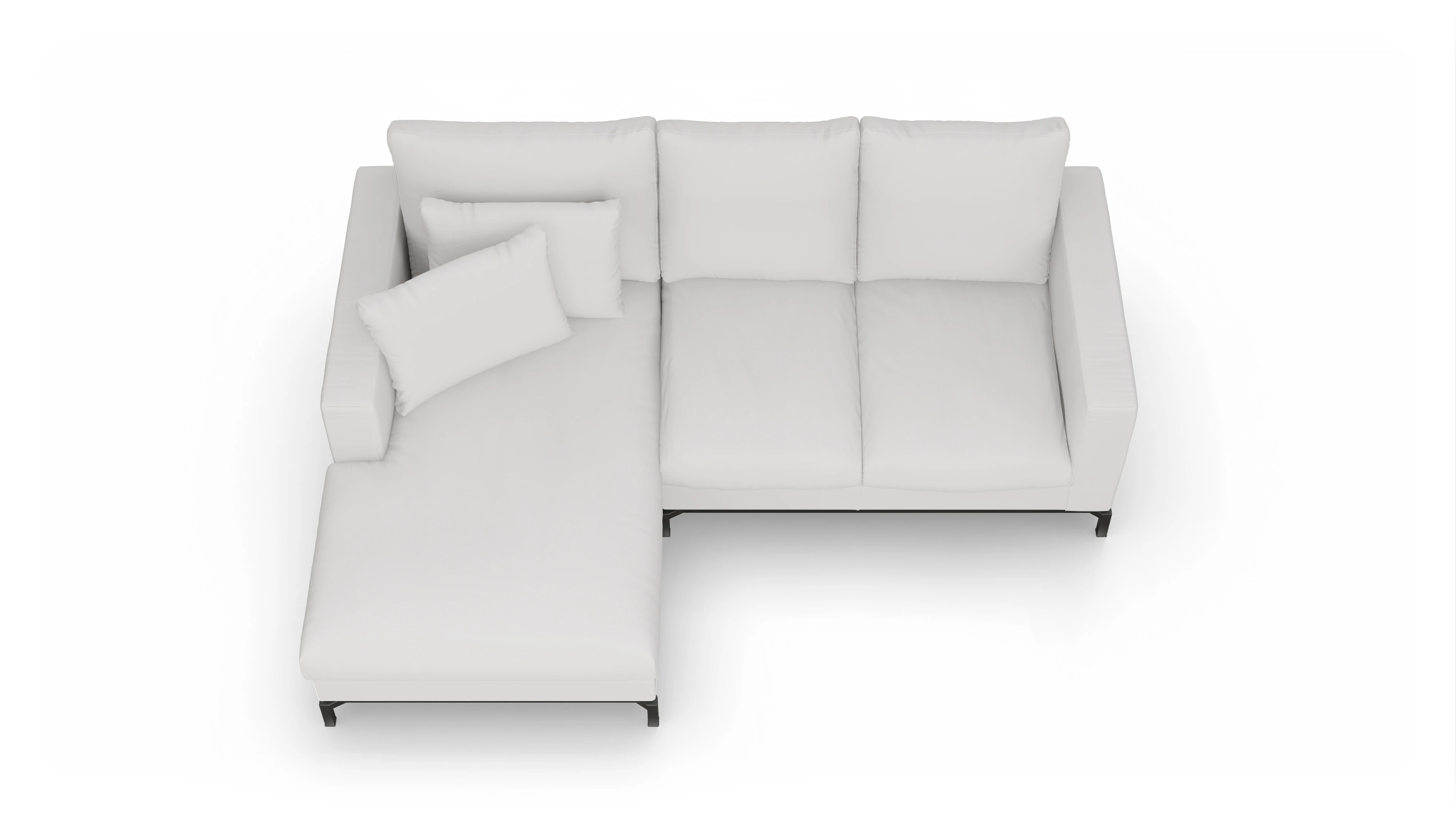 Fenice Ledersofa Ansicht des Produktes Fenice Sofa mit Rec links in Leder weiß