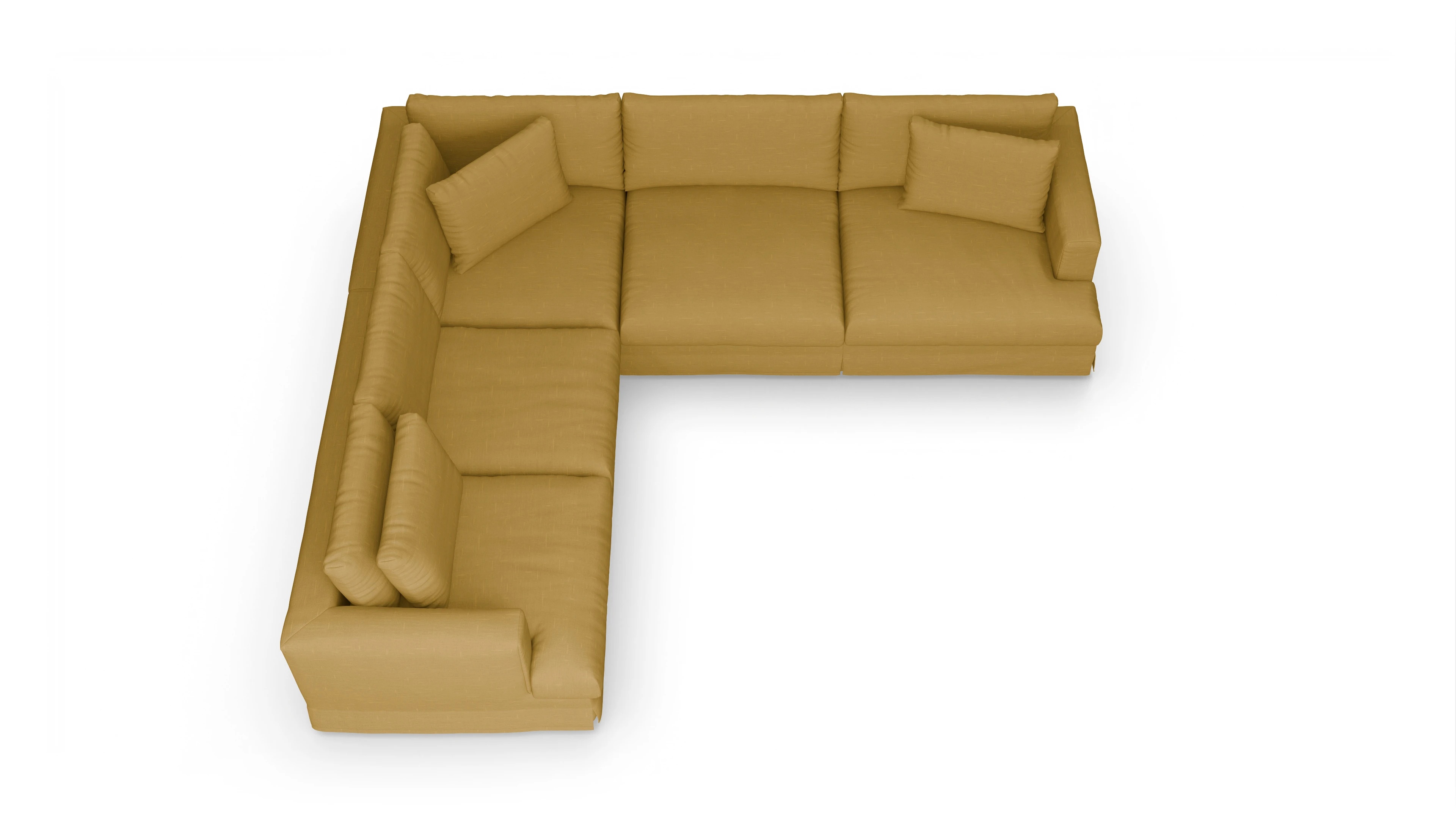 Pittori Hussen-Sofa Ansicht des Produktes Pittori Ecksofa Links in Stoff gelb