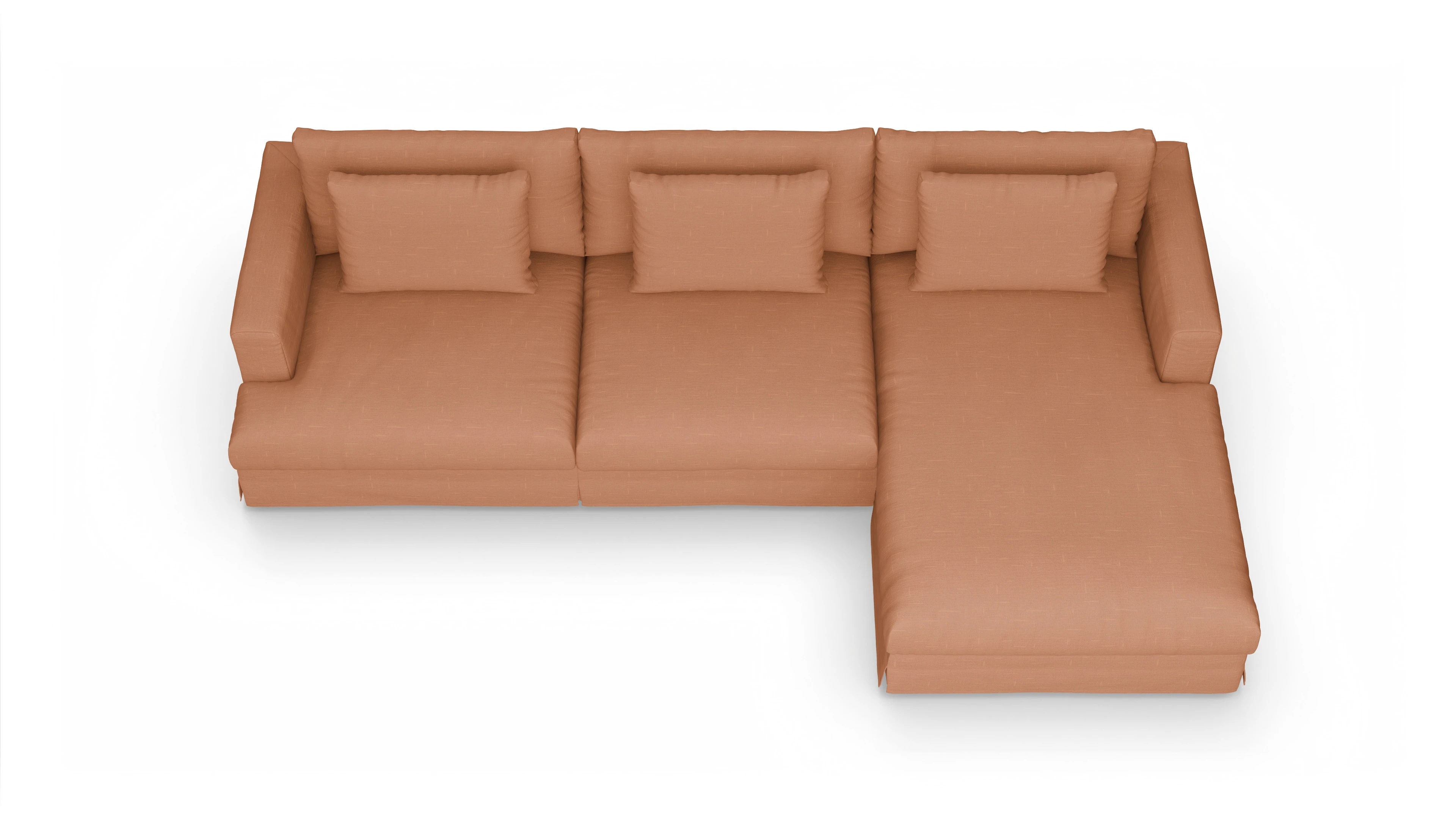 Ansicht des Produktes Pittori Sofa mit Rec rechts in Stoff orange