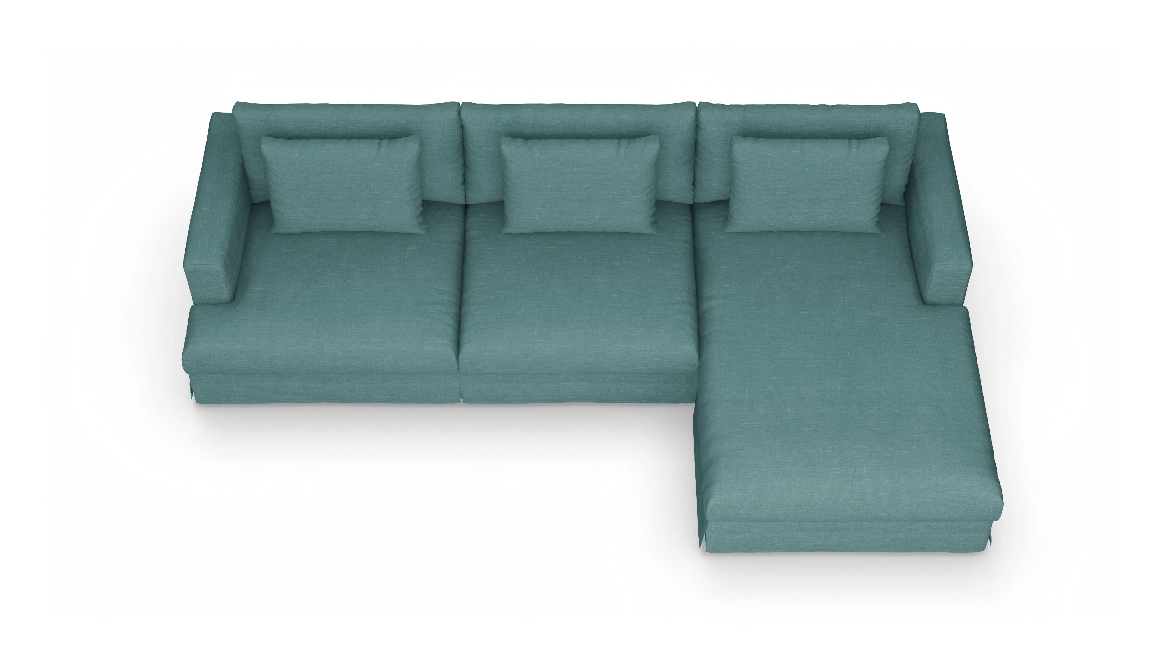 Ansicht des Produktes Pittori Sofa mit Rec rechts in Stoff grün
