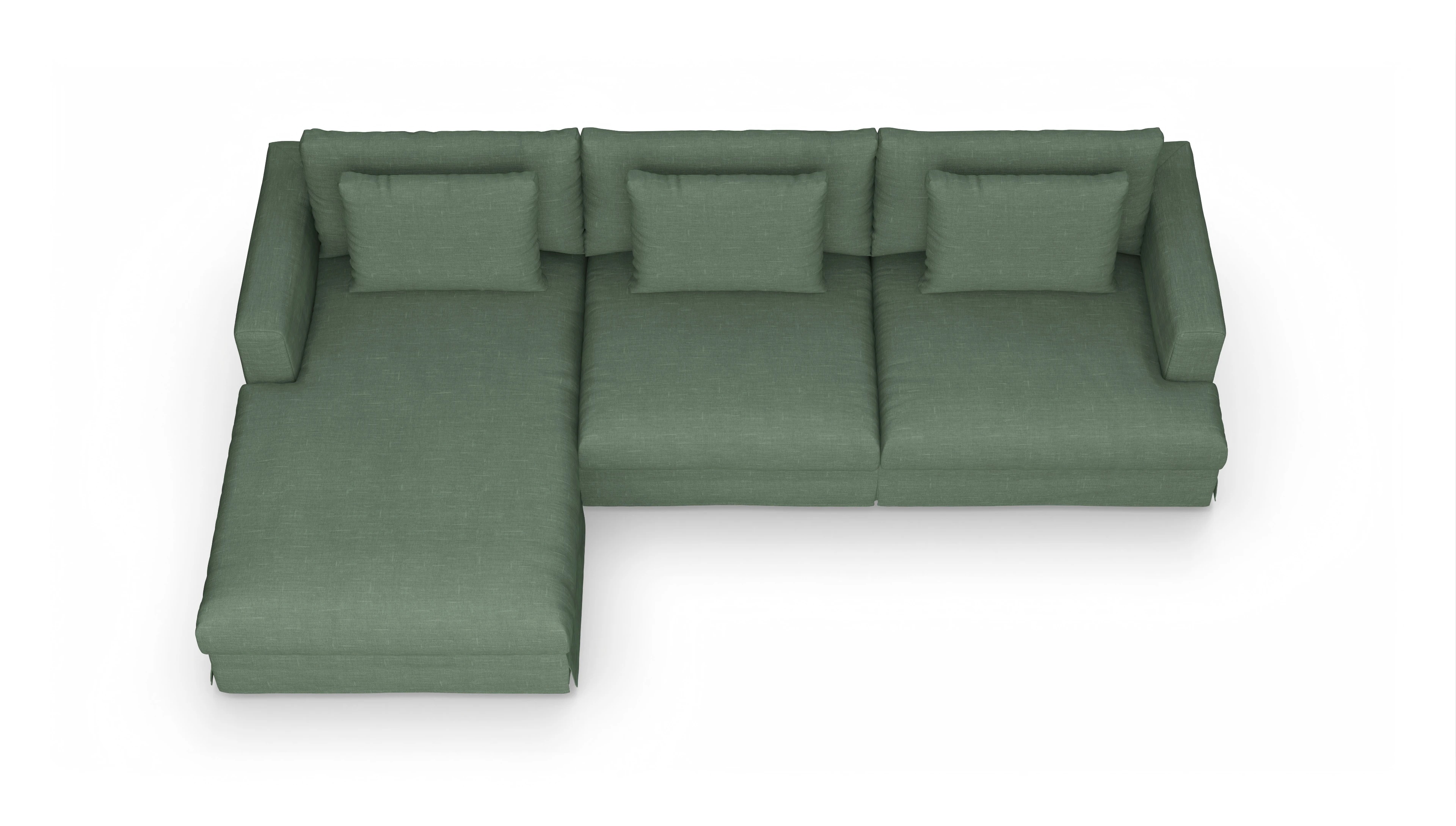 Ansicht des Produktes Pittori Sofa mit Rec links in Stoff grün