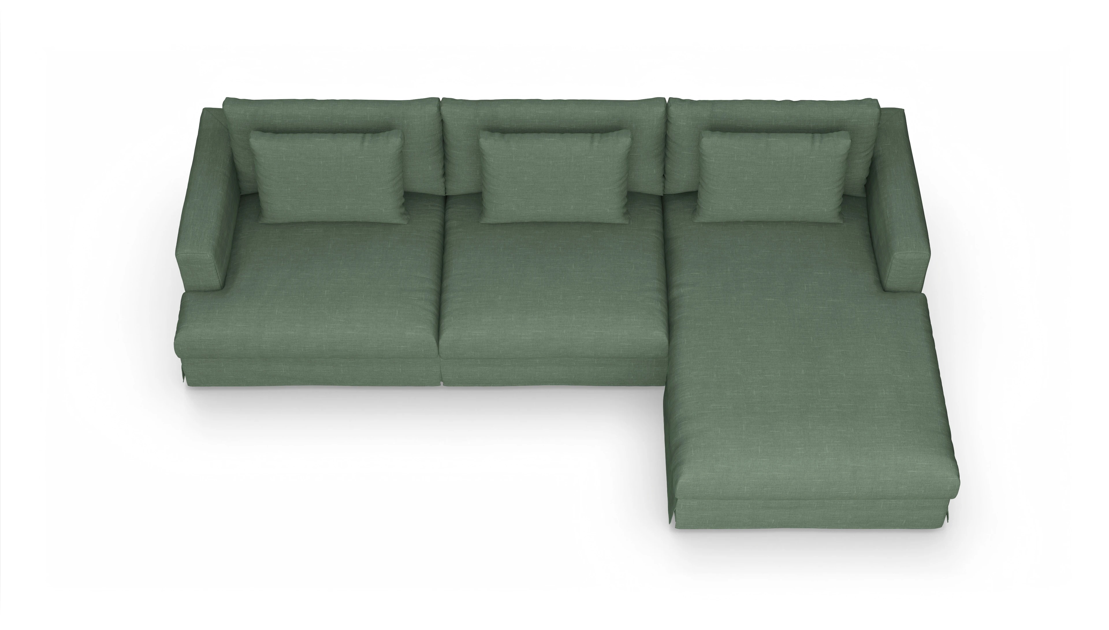Ansicht des Produktes Pittori Sofa mit Rec rechts in Stoff grün