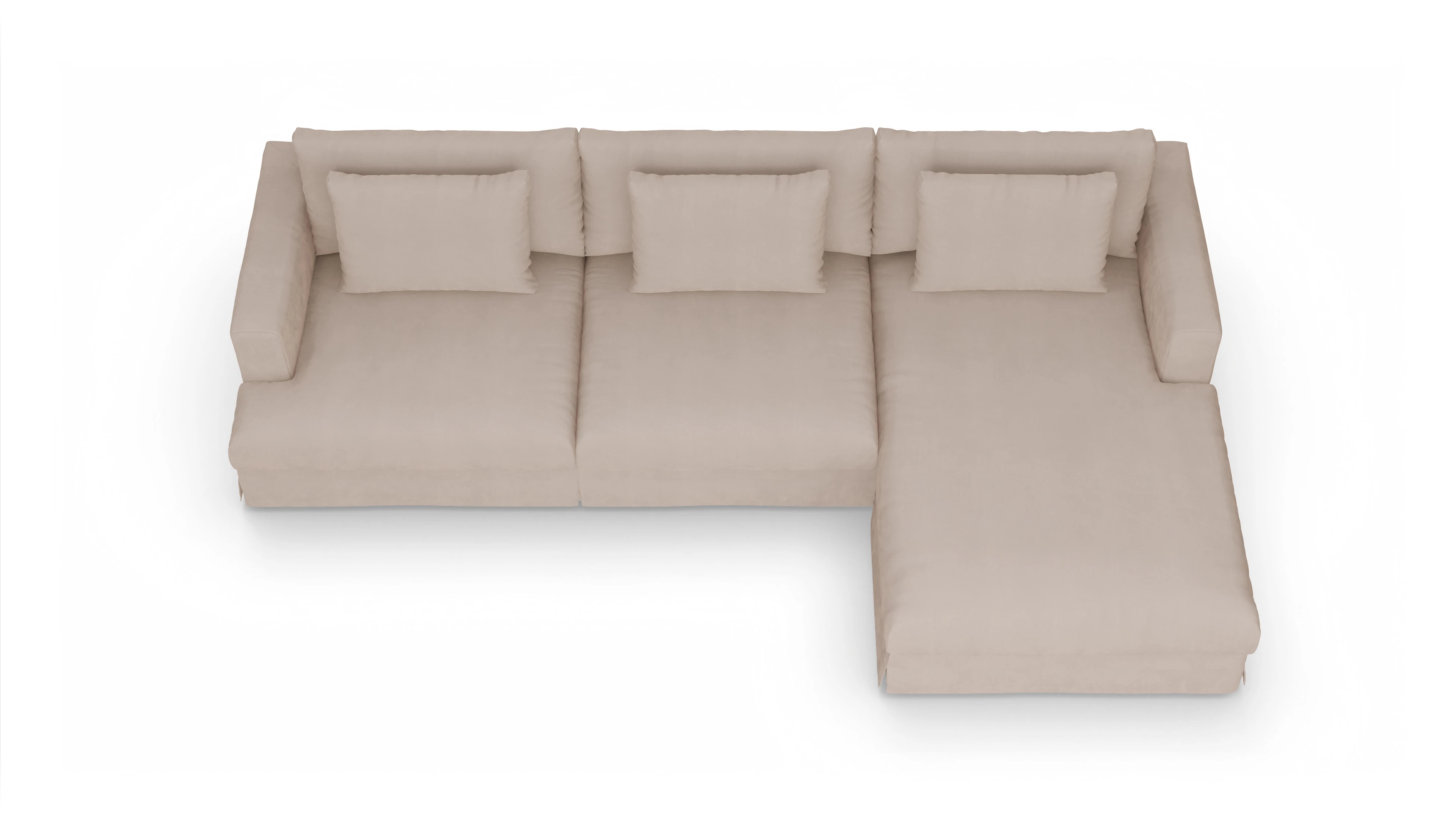 Ansicht des Produktes Pittori Sofa mit Rec rechts in Samt beige
