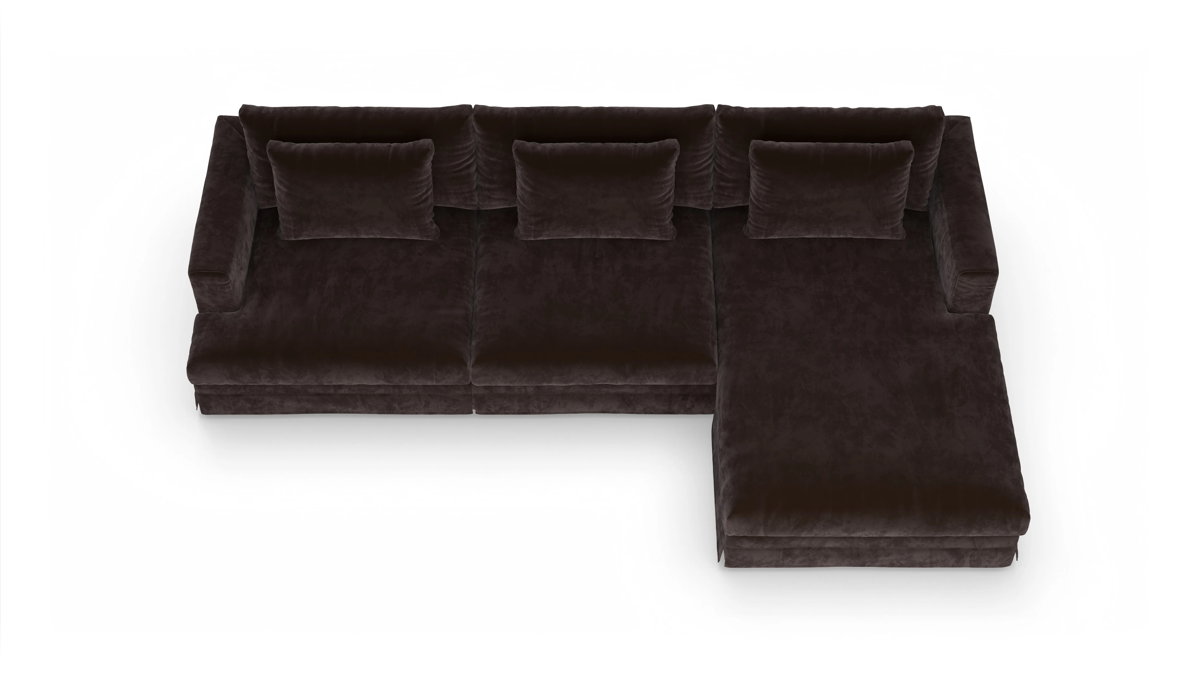 Ansicht des Produktes Pittori Sofa mit Rec rechts in Samt braun