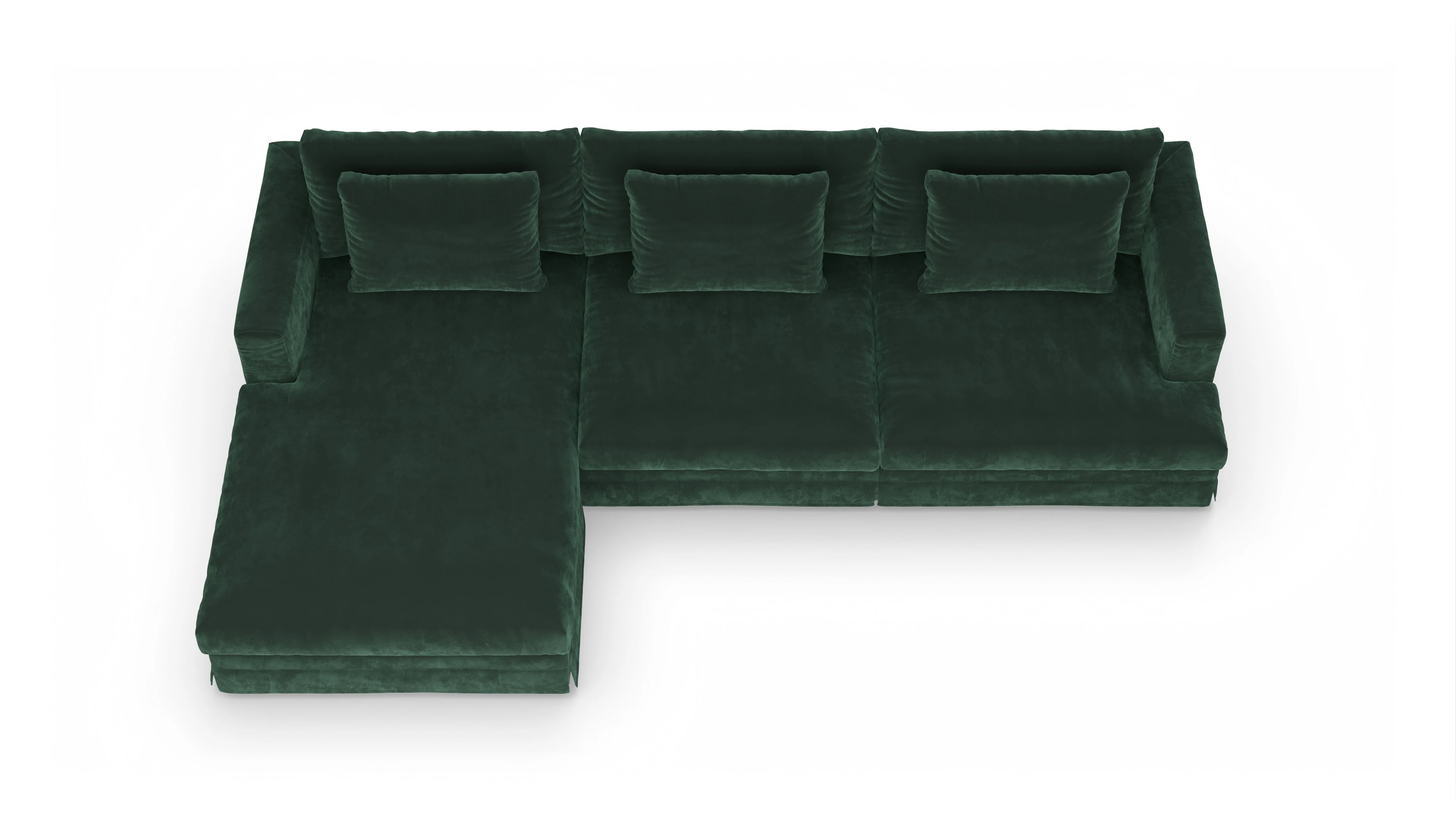 Ansicht des Produktes Pittori Sofa mit Rec links in Samt grün