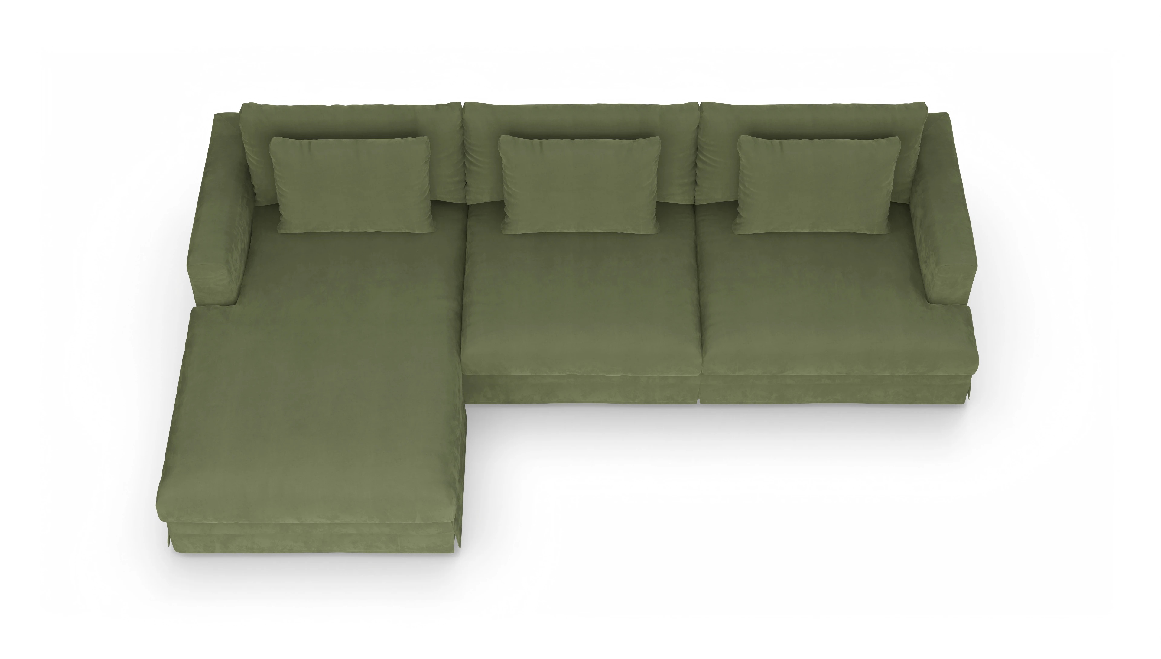 Ansicht des Produktes Pittori Sofa mit Rec links in Samt grün