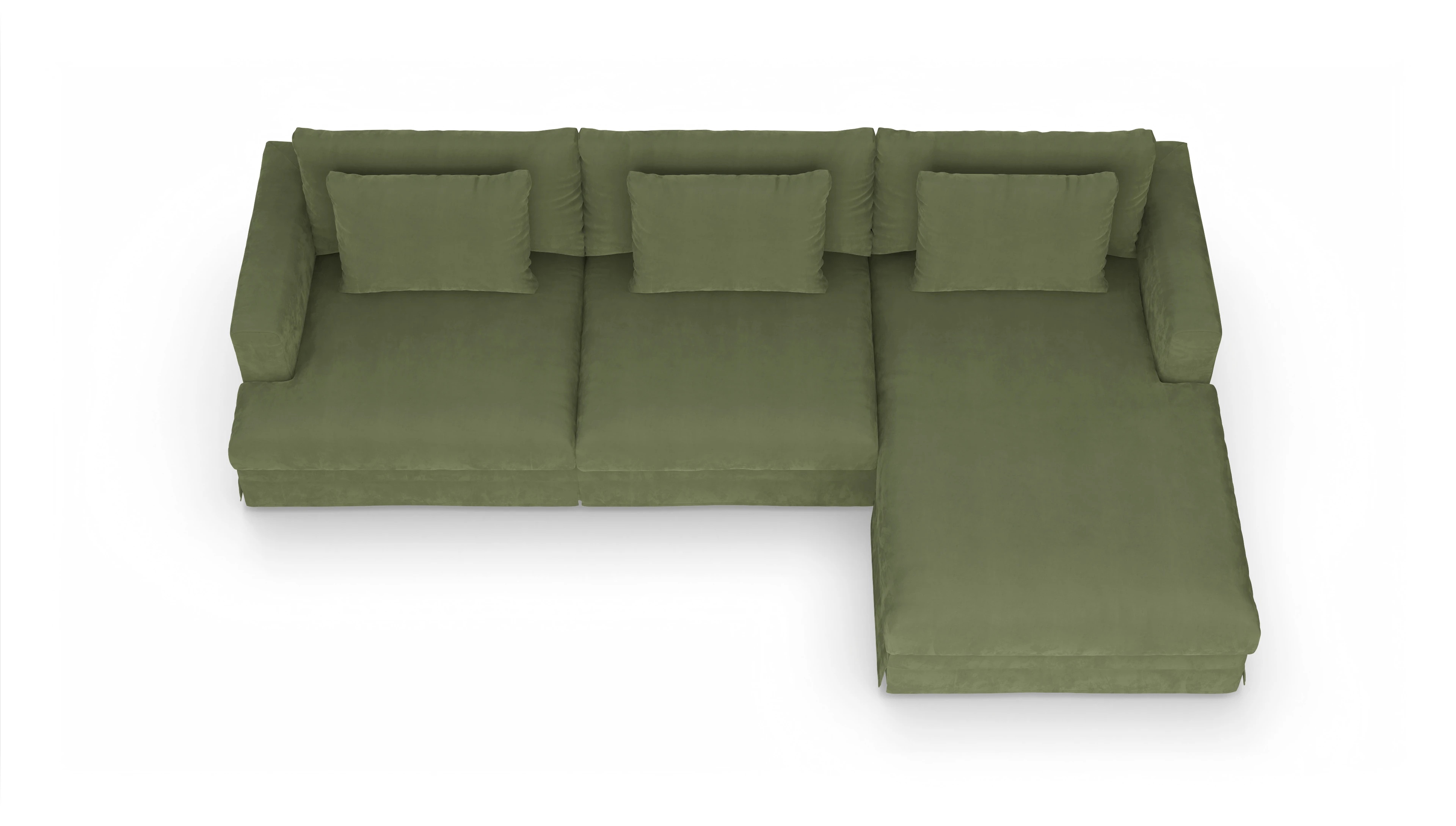 Ansicht des Produktes Pittori Sofa mit Rec rechts in Samt grün