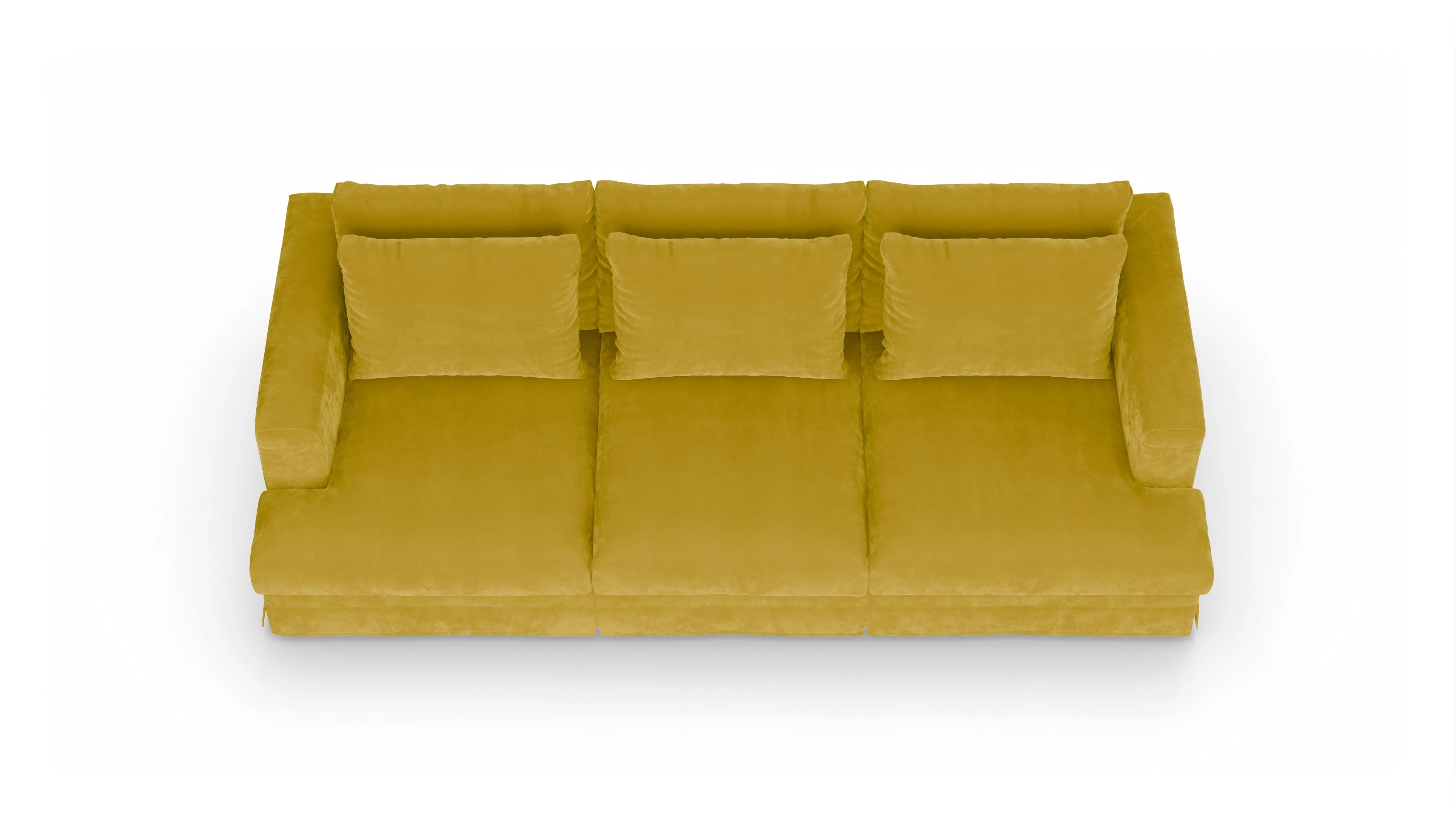 Pittori Hussen-Sofa Ansicht des Produktes Pittori 3,5-Sitzer in Samt gelb