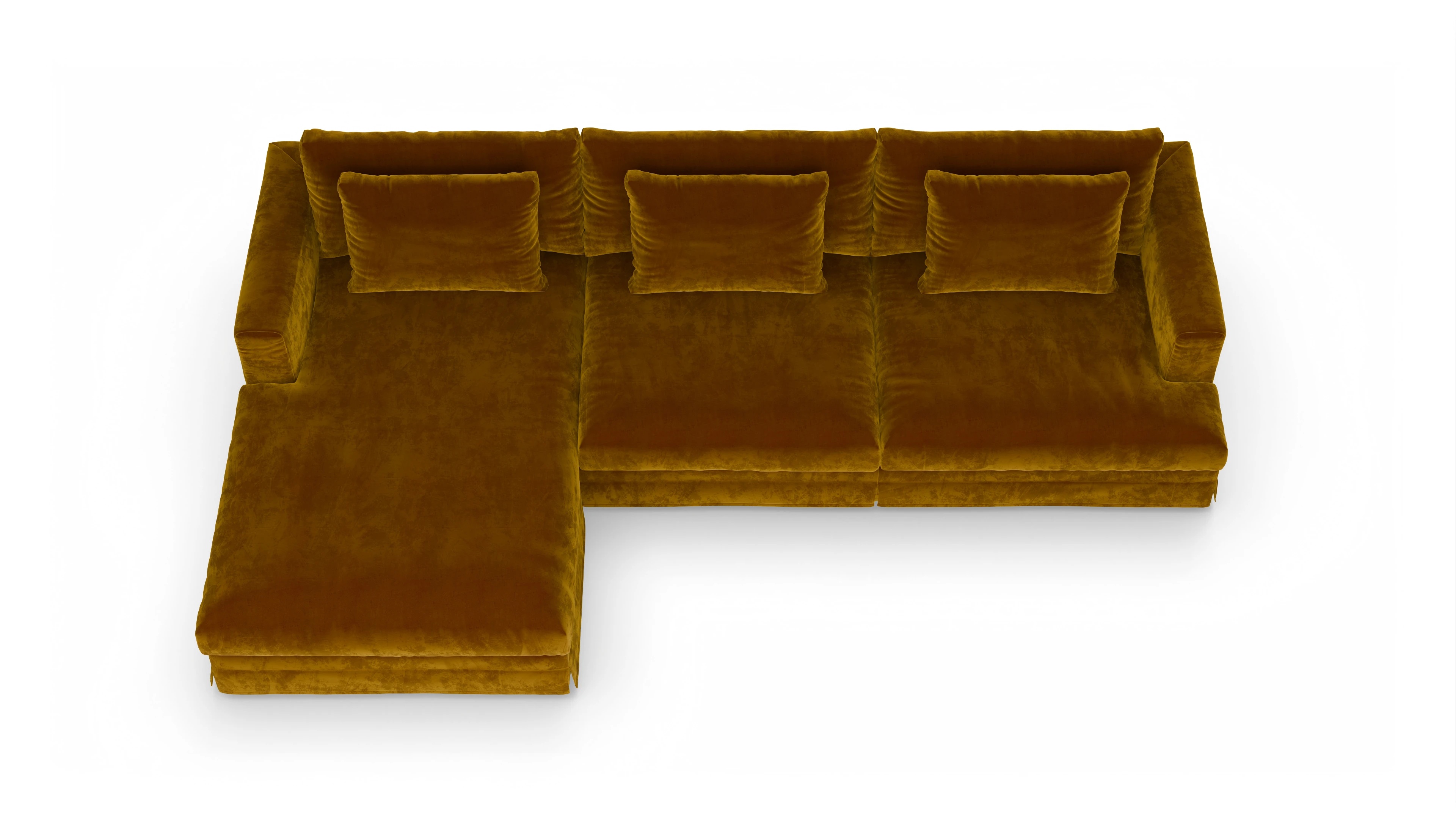 Ansicht des Produktes Pittori Sofa mit Rec links in Samt gelb