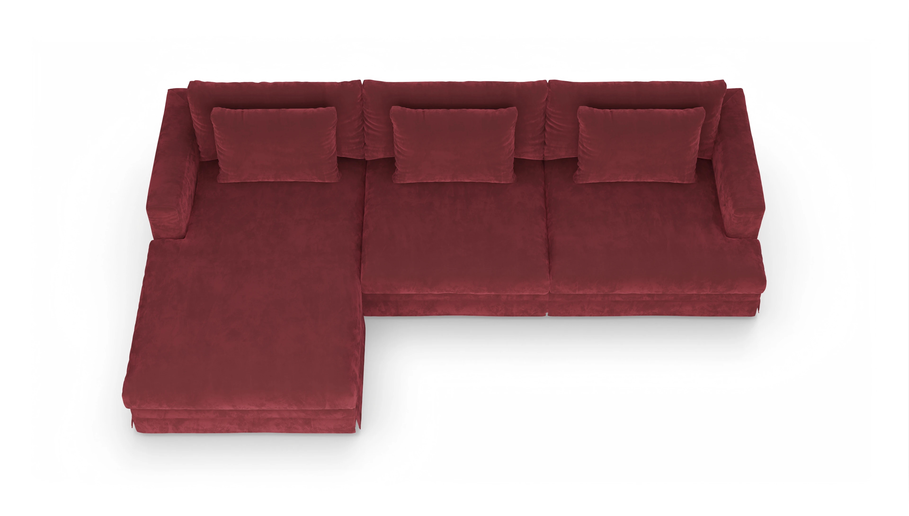 Ansicht des Produktes Pittori Sofa mit Rec links in Samt rot
