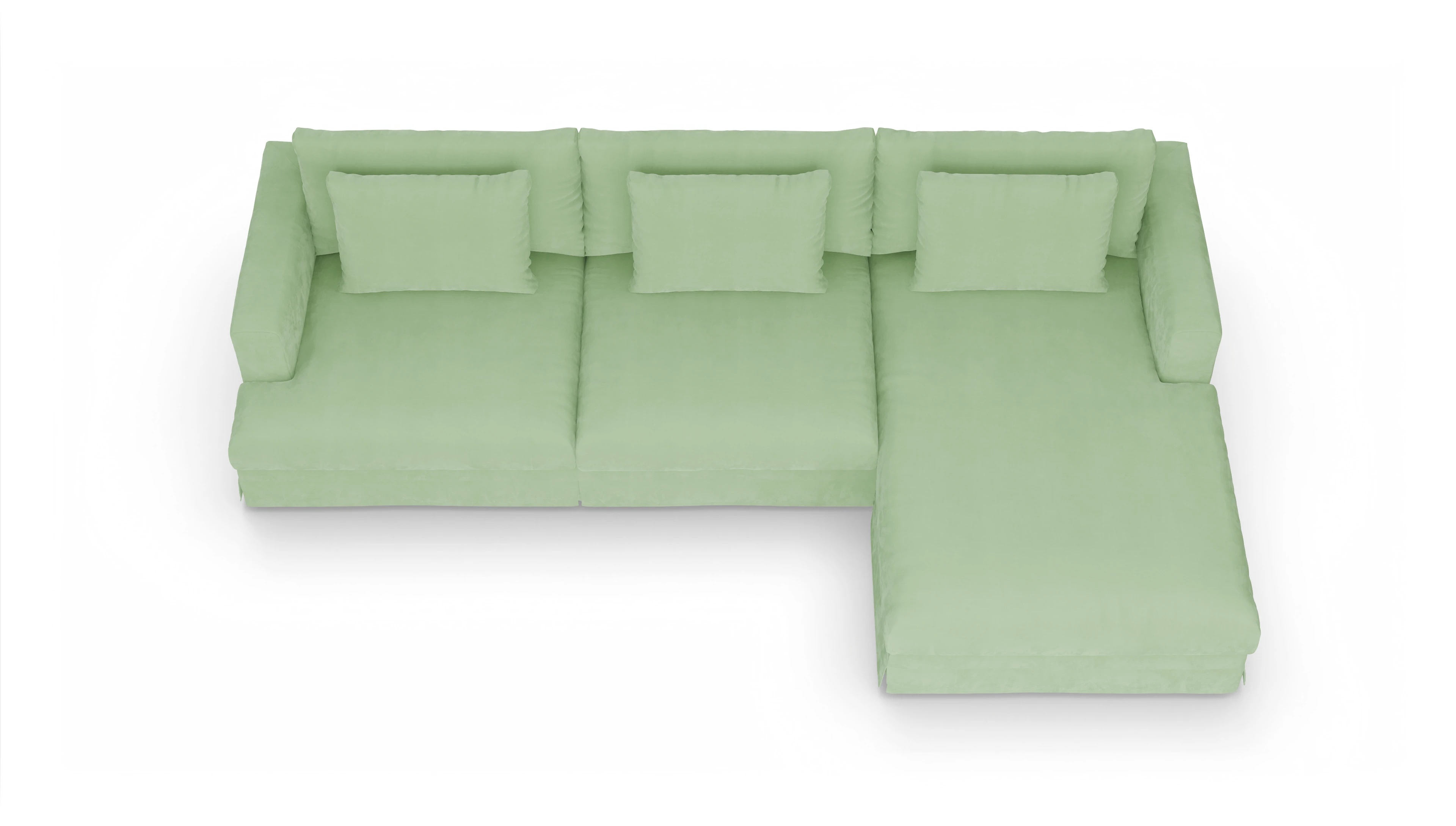 Ansicht des Produktes Pittori Sofa mit Rec rechts in Samt grün