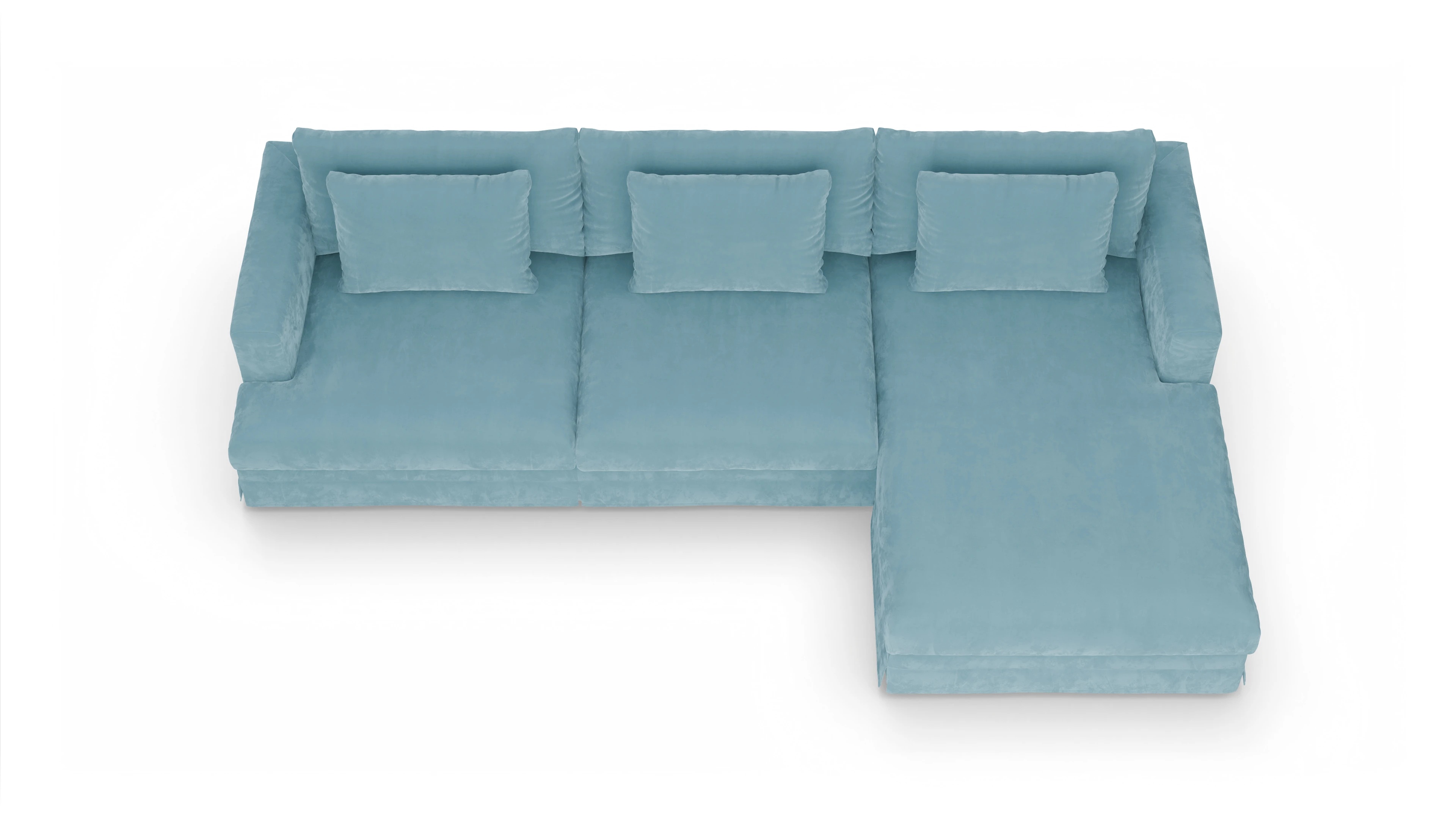 Ansicht des Produktes Pittori Sofa mit Rec rechts in Samt blau