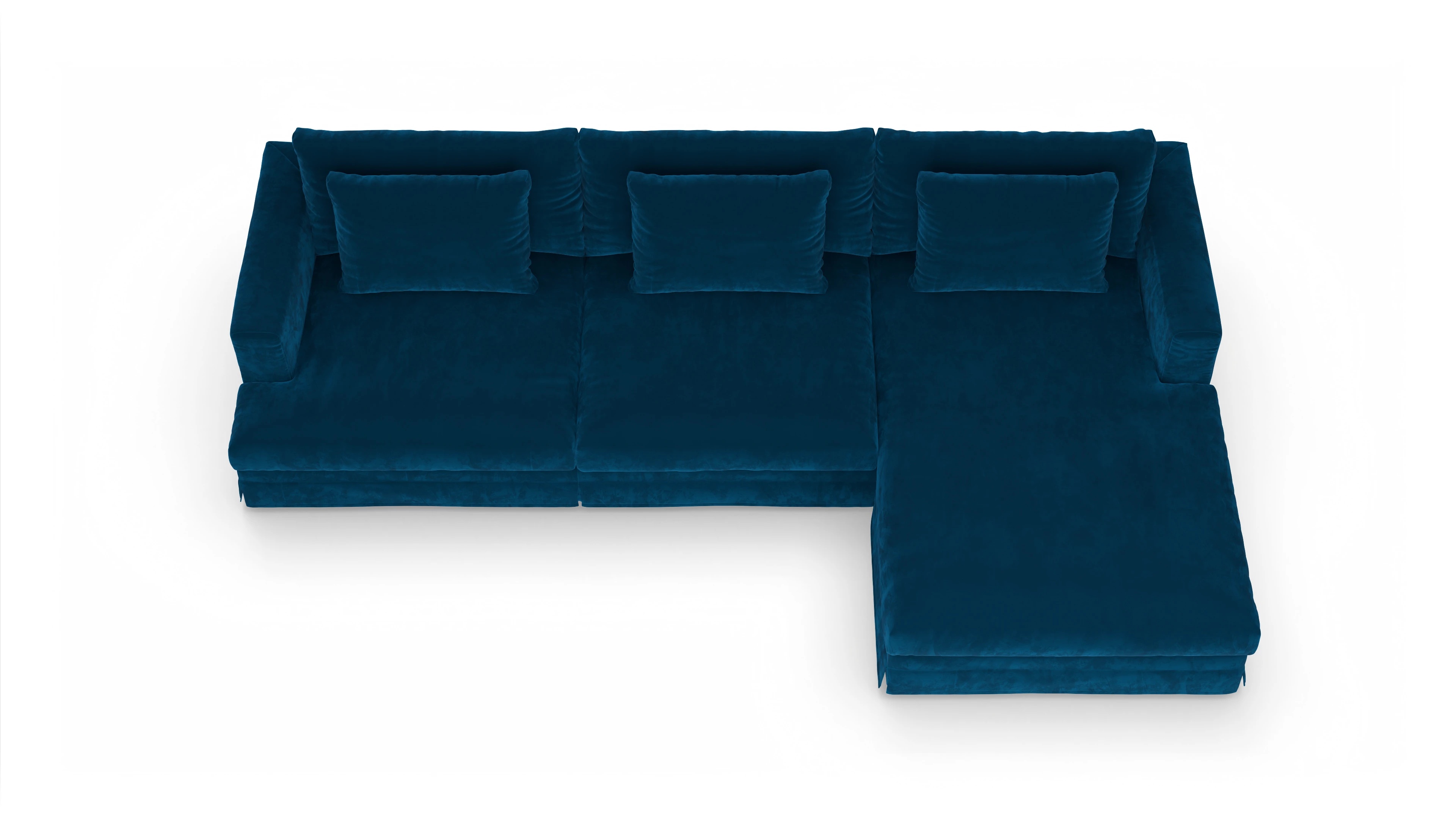 Ansicht des Produktes Pittori Sofa mit Rec rechts in Samt blau