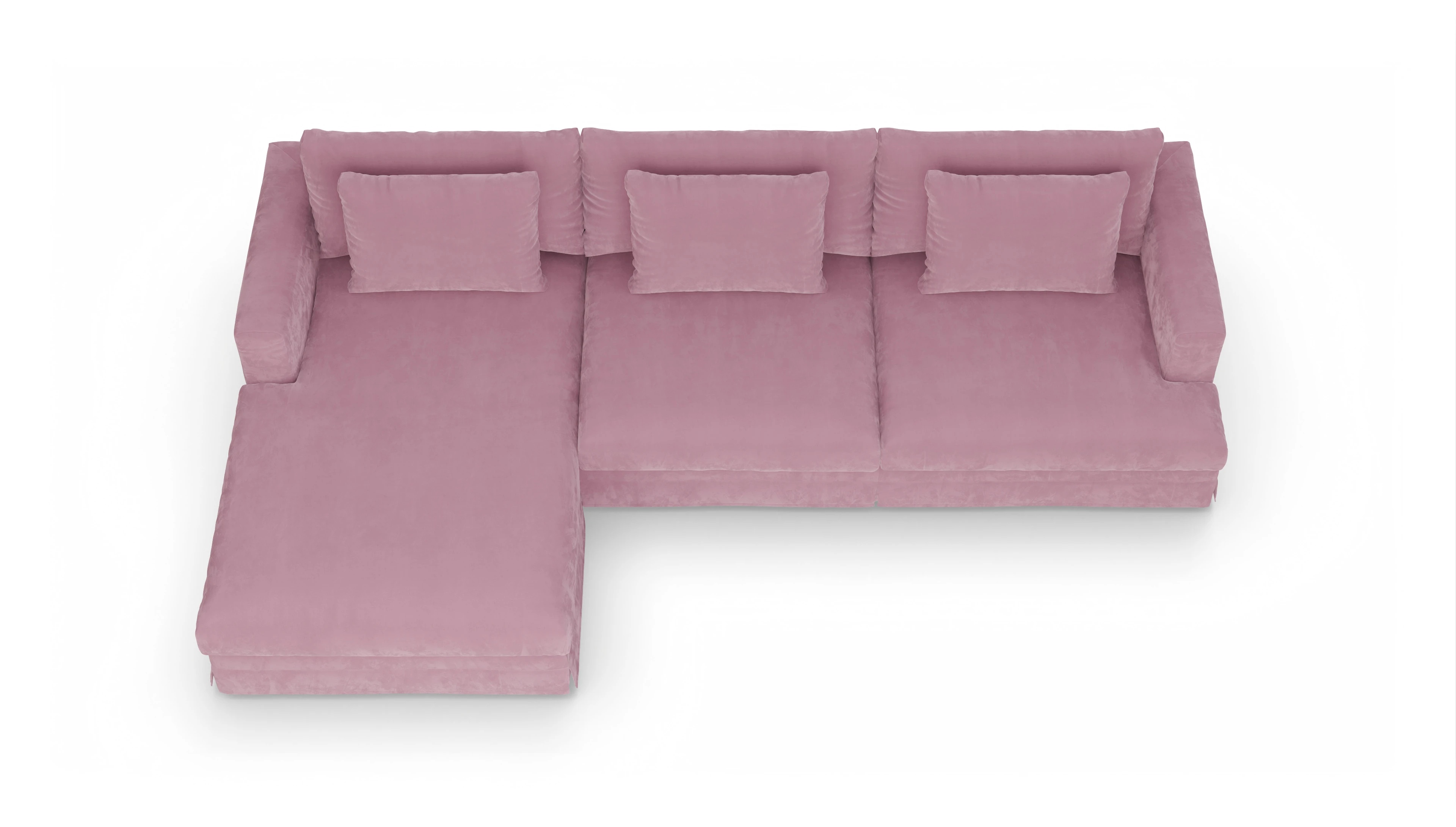 Pittori Hussen-Sofa Ansicht des Produktes Pittori Sofa mit Rec links in Samt rot