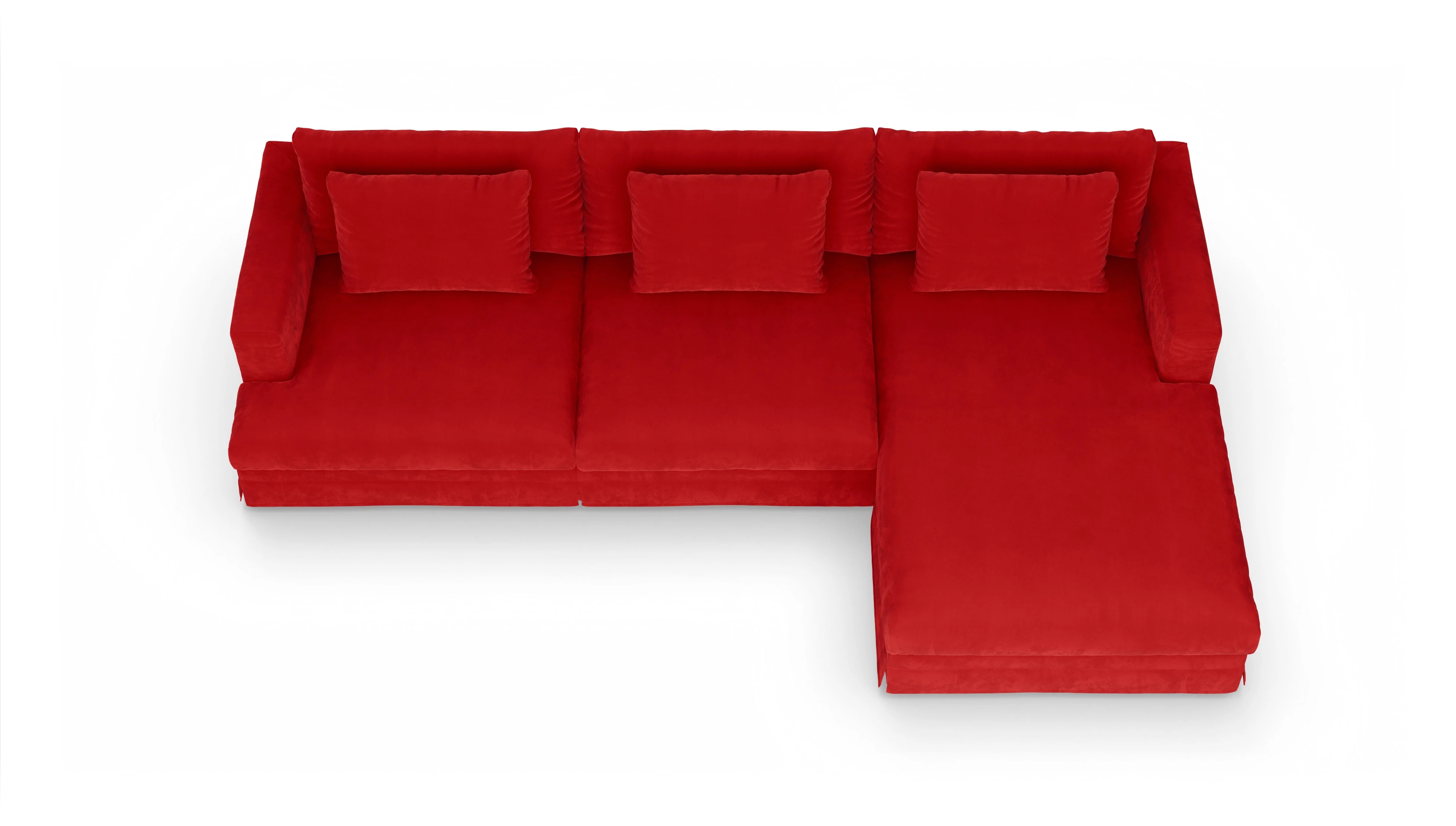 Ansicht des Produktes Pittori Sofa mit Rec rechts in Samt rot